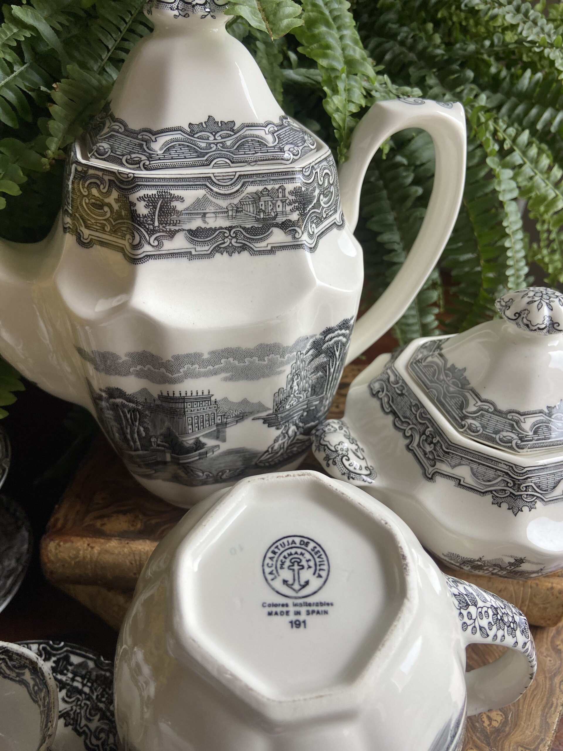 Juego de café en loza "Pickman S.A." Sevilla, Cartuja - 7