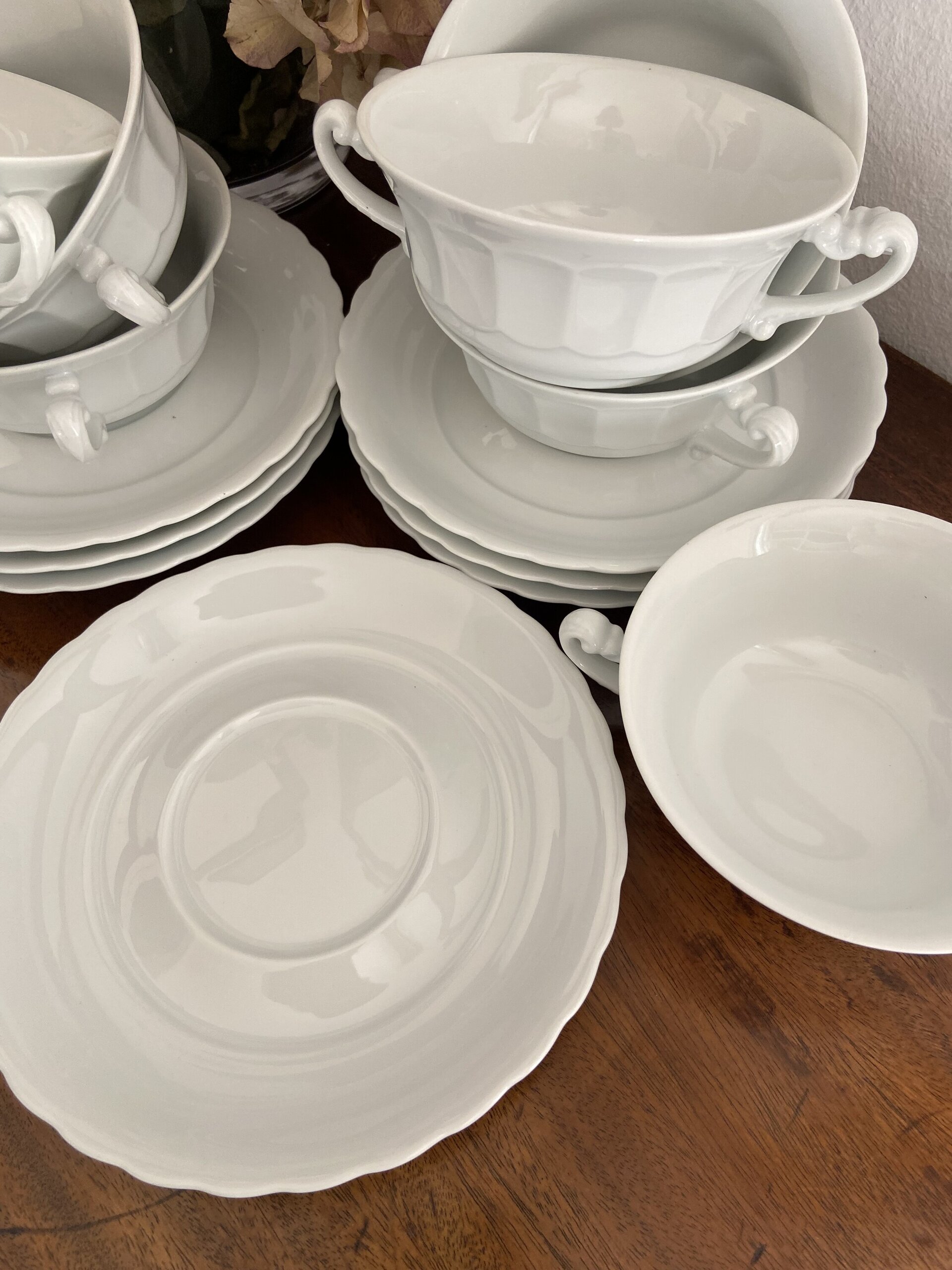 8 tazas de consomé en porcelana blanca - 4