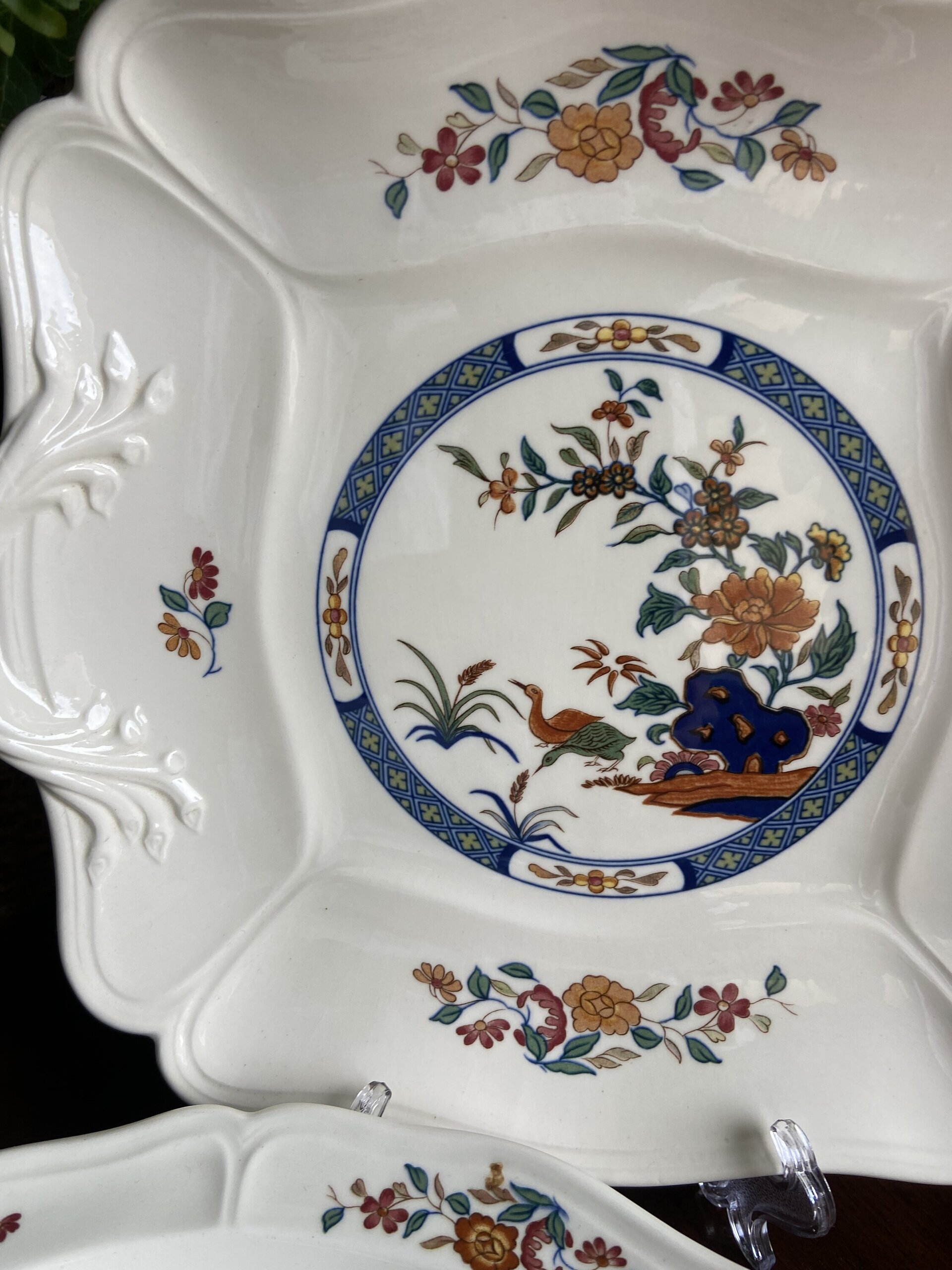 Fuente pastas cuadrada y bol en porcelana inglesa "Wedgwood". - 5