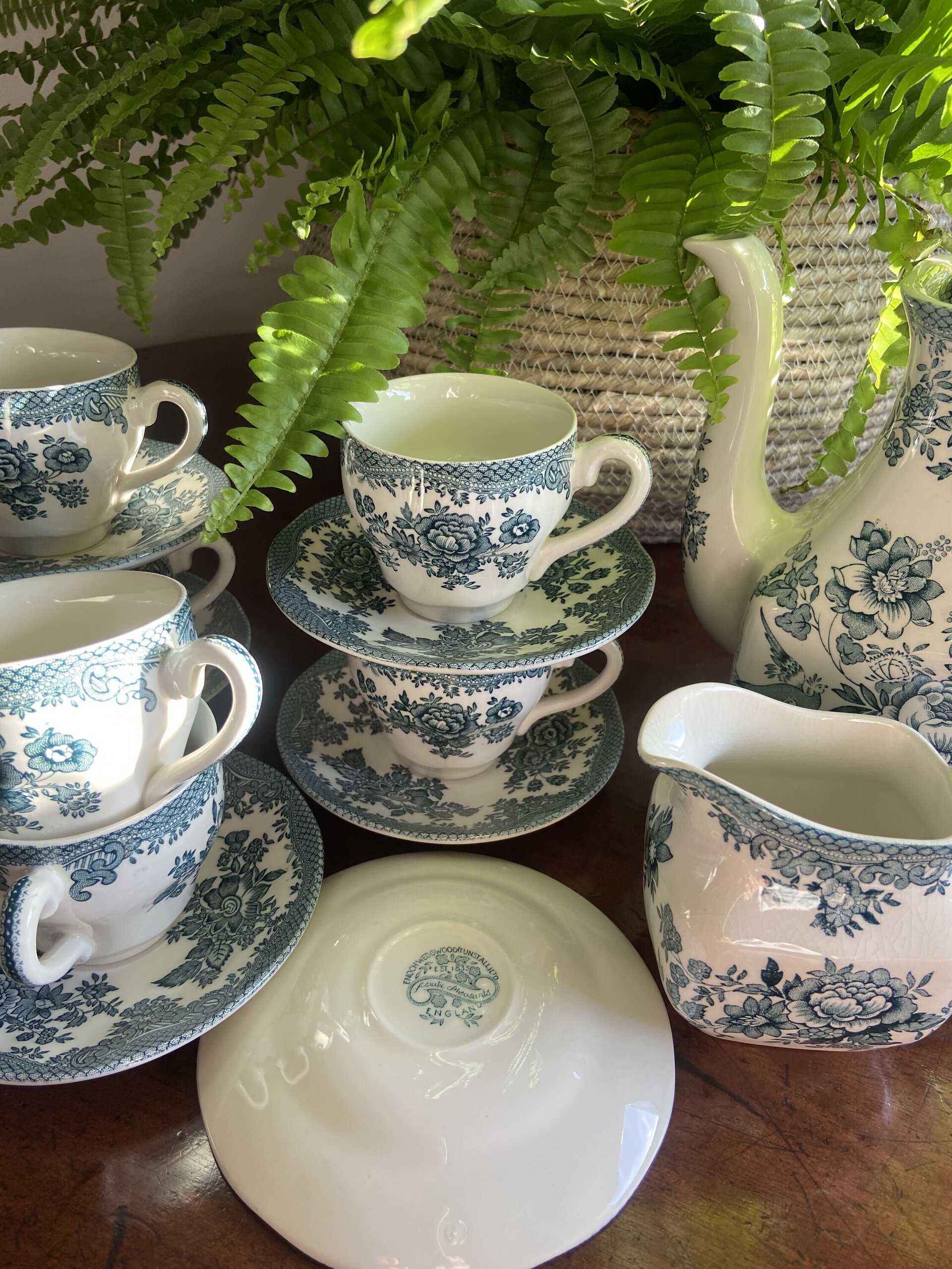 Juego de café en loza inglesa "Wedwood" mod. Asiatic Phersants - 7
