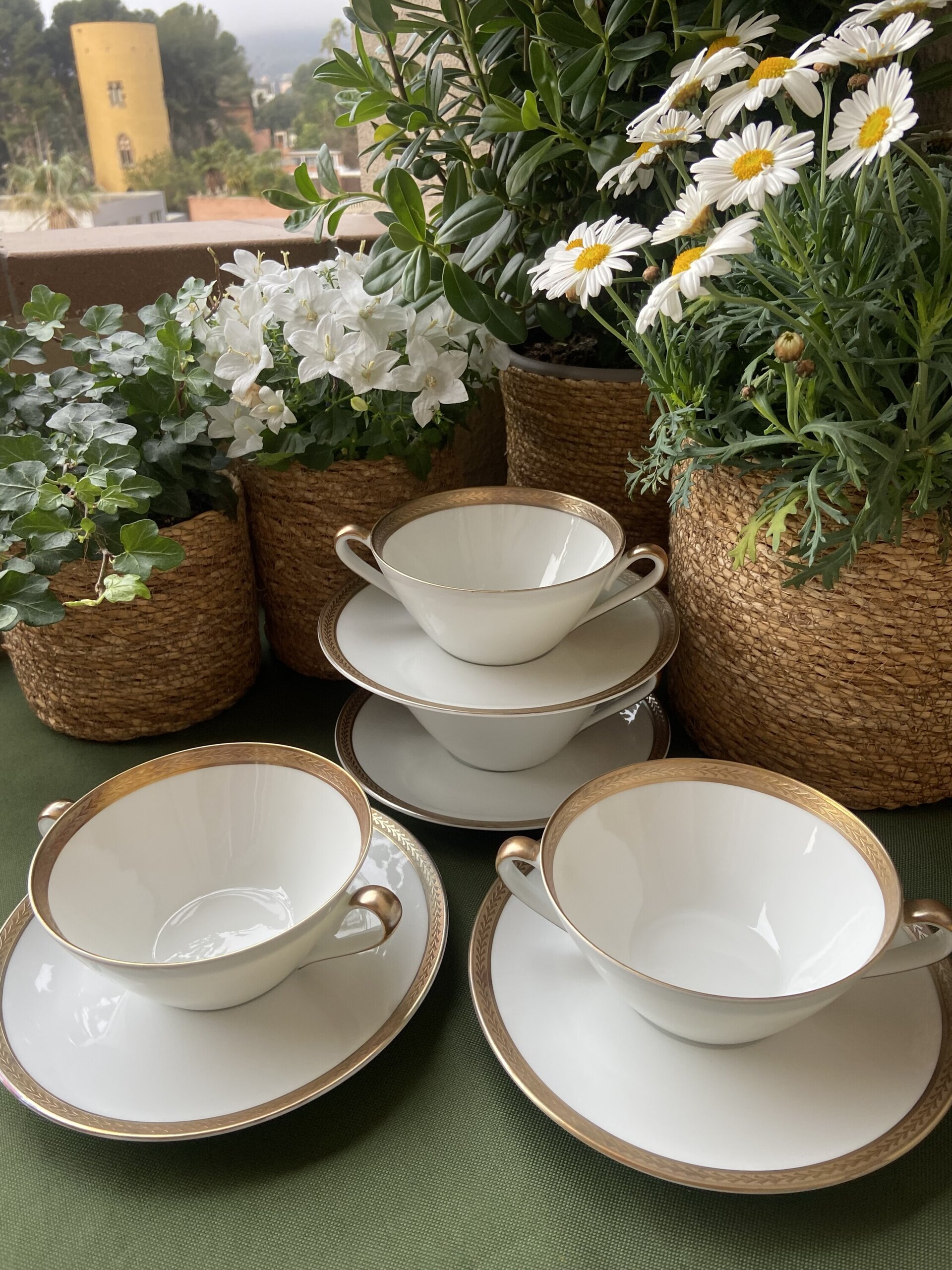 4 tazas de consomé en porcelana "Bidasoa". - 3