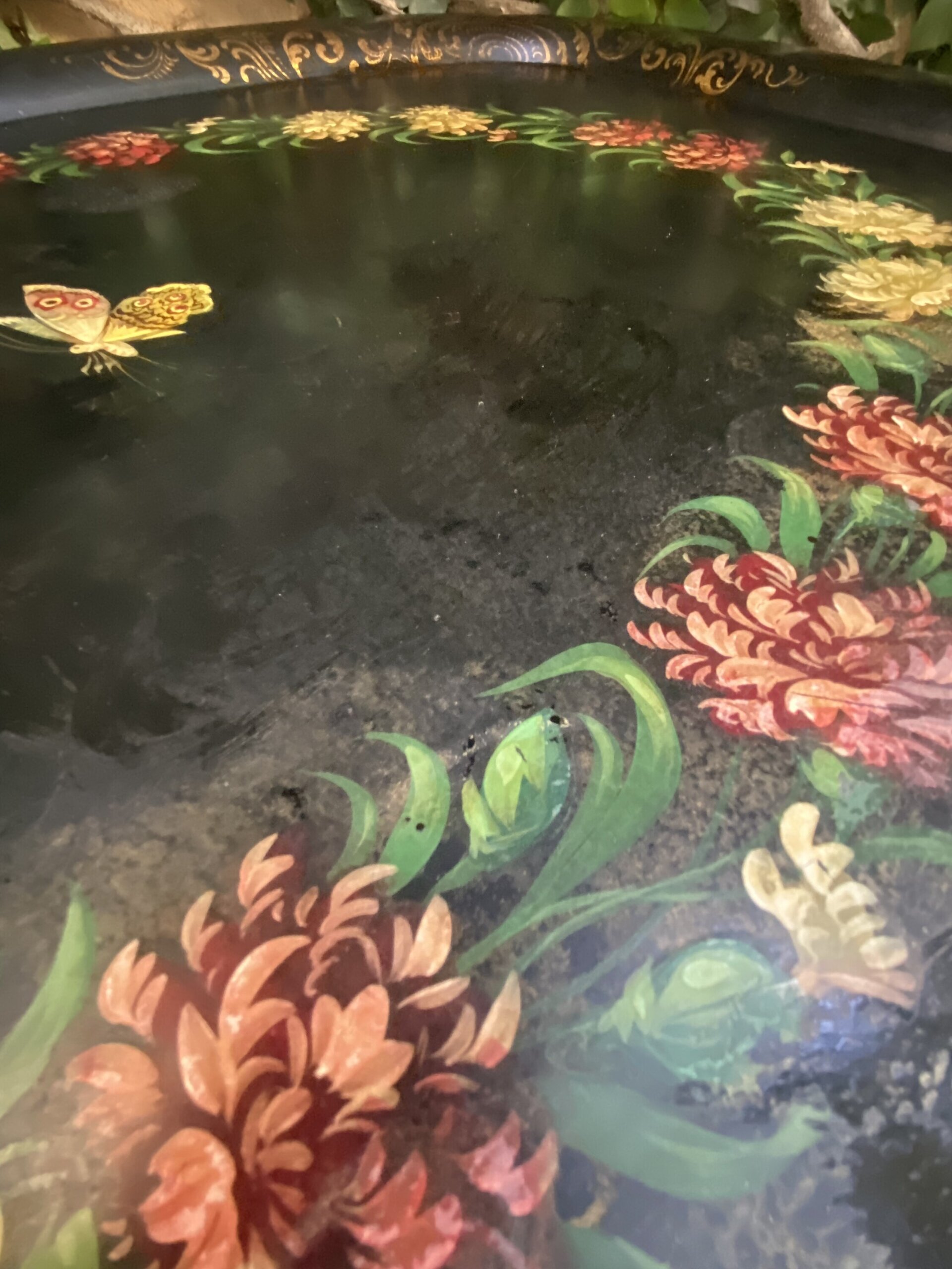 Bandeja de hierro flores y mariposa. - 10