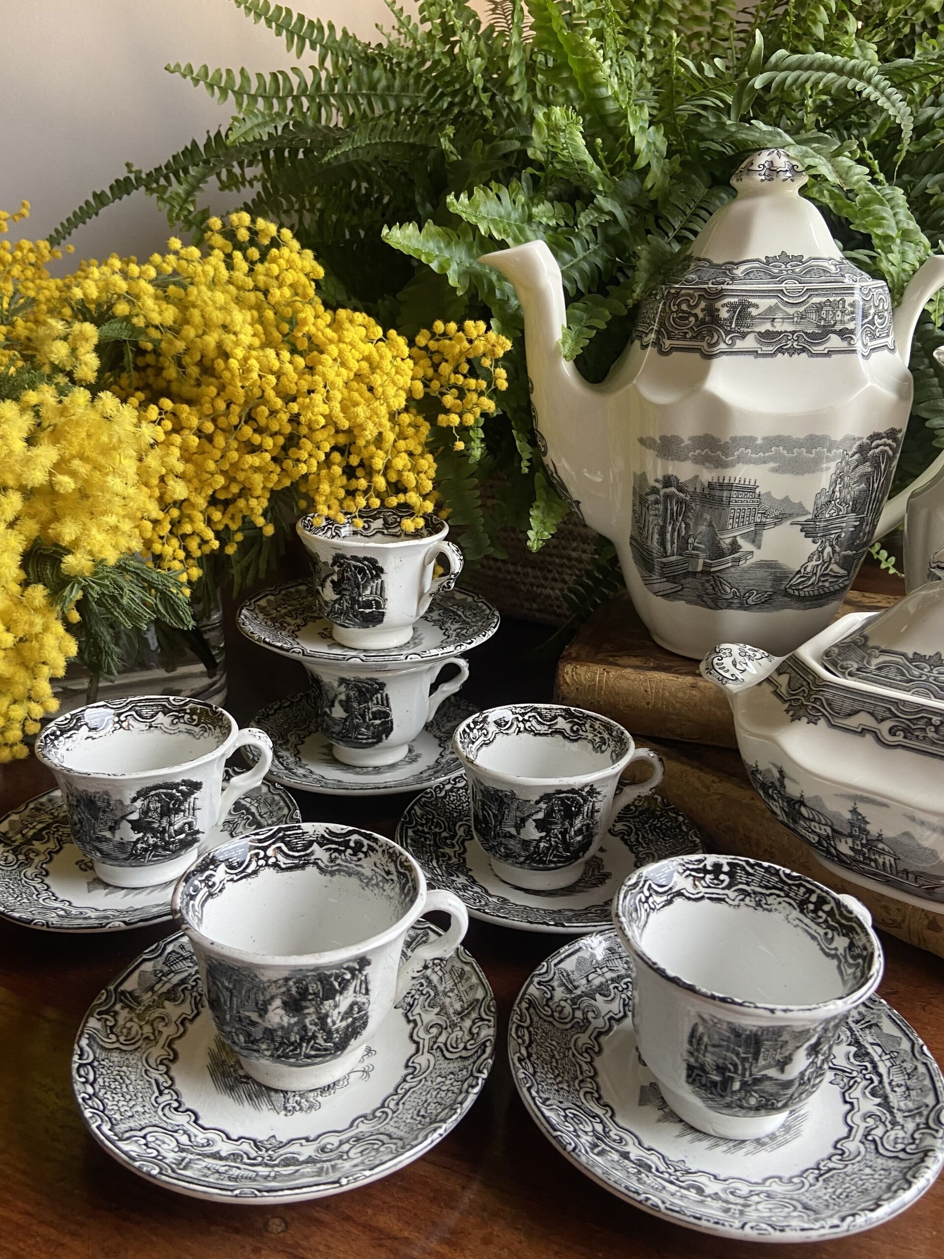 Juego de café en loza "Pickman S.A." Sevilla, Cartuja - 3