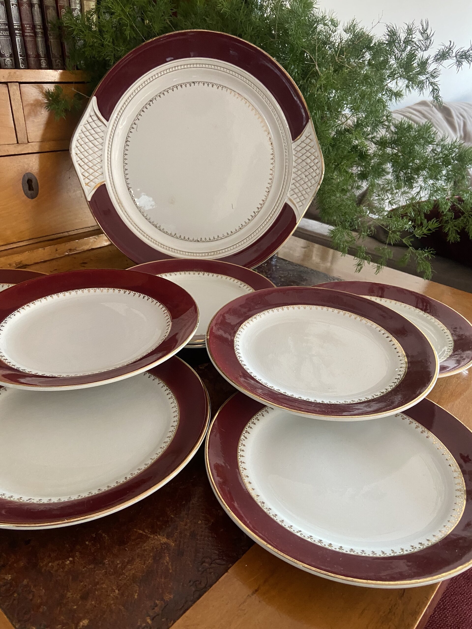 Fuente y 8 platos de merienda franceses "LAmandinoise". - 1