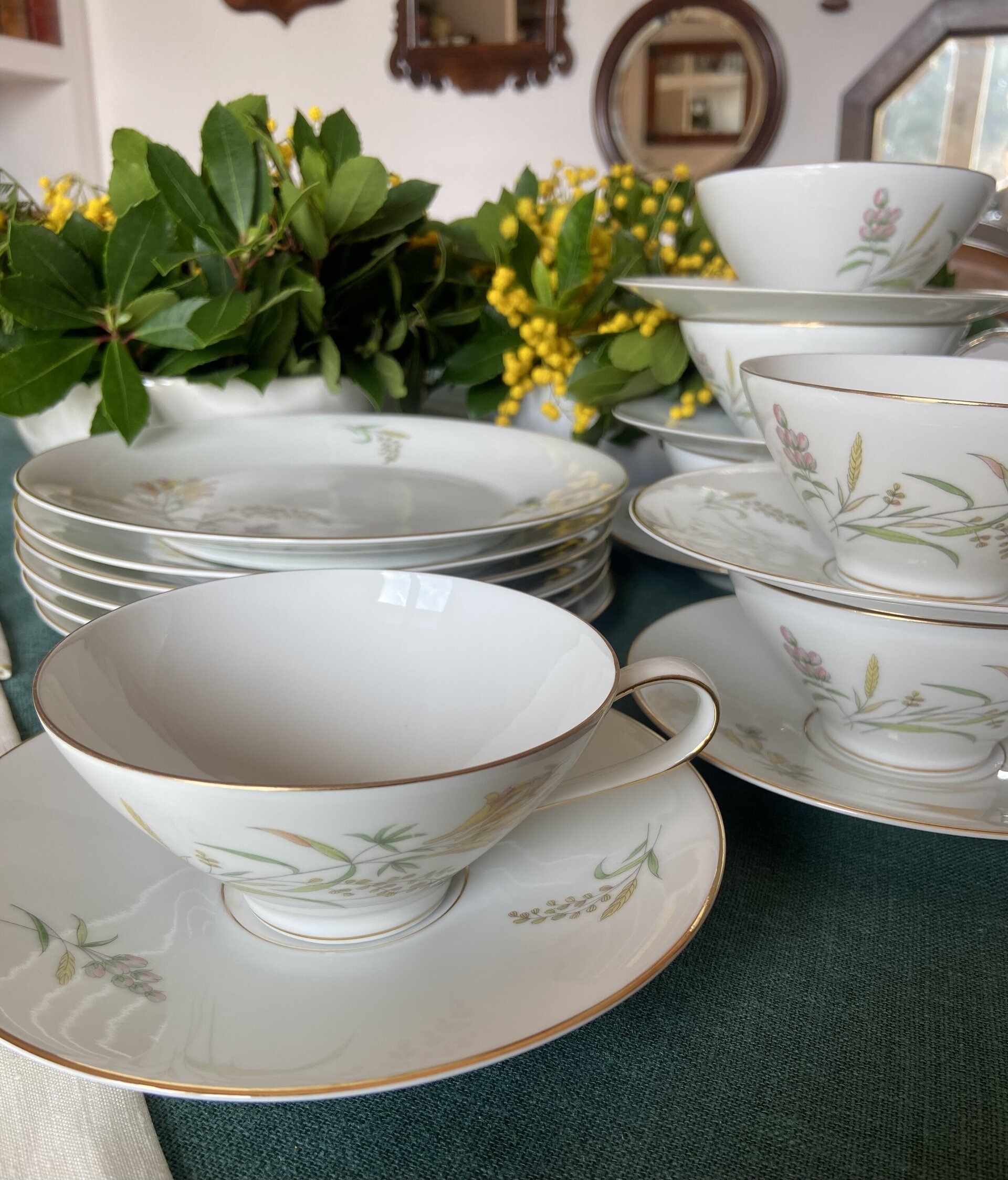 6 tazas de té y 6 platos de merienda en porcelana alemana "Rossenthal" - 2