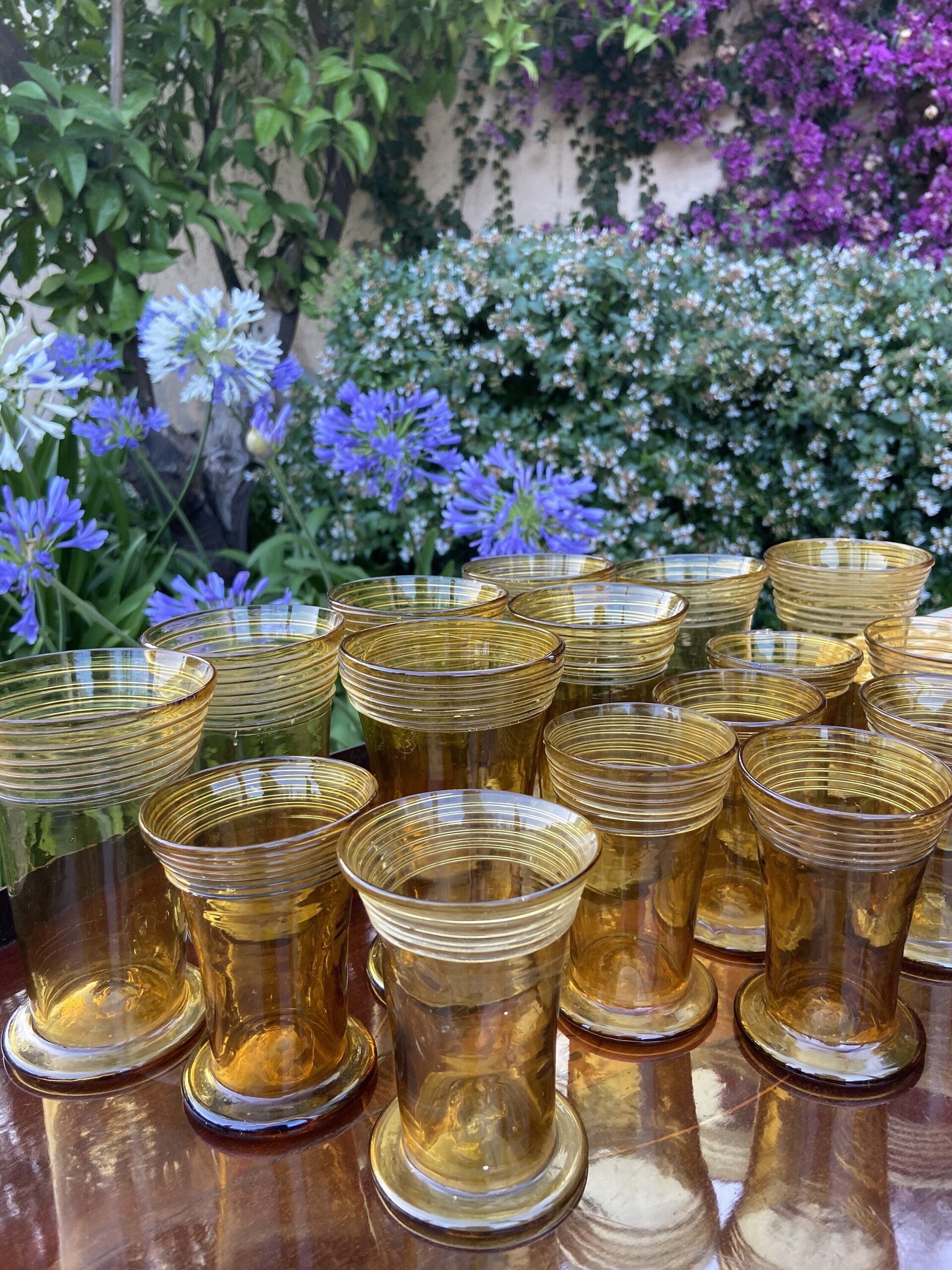 8 vasos agua/8 vasos vino mallorquin "Gordiola", soplado a mano. - 7