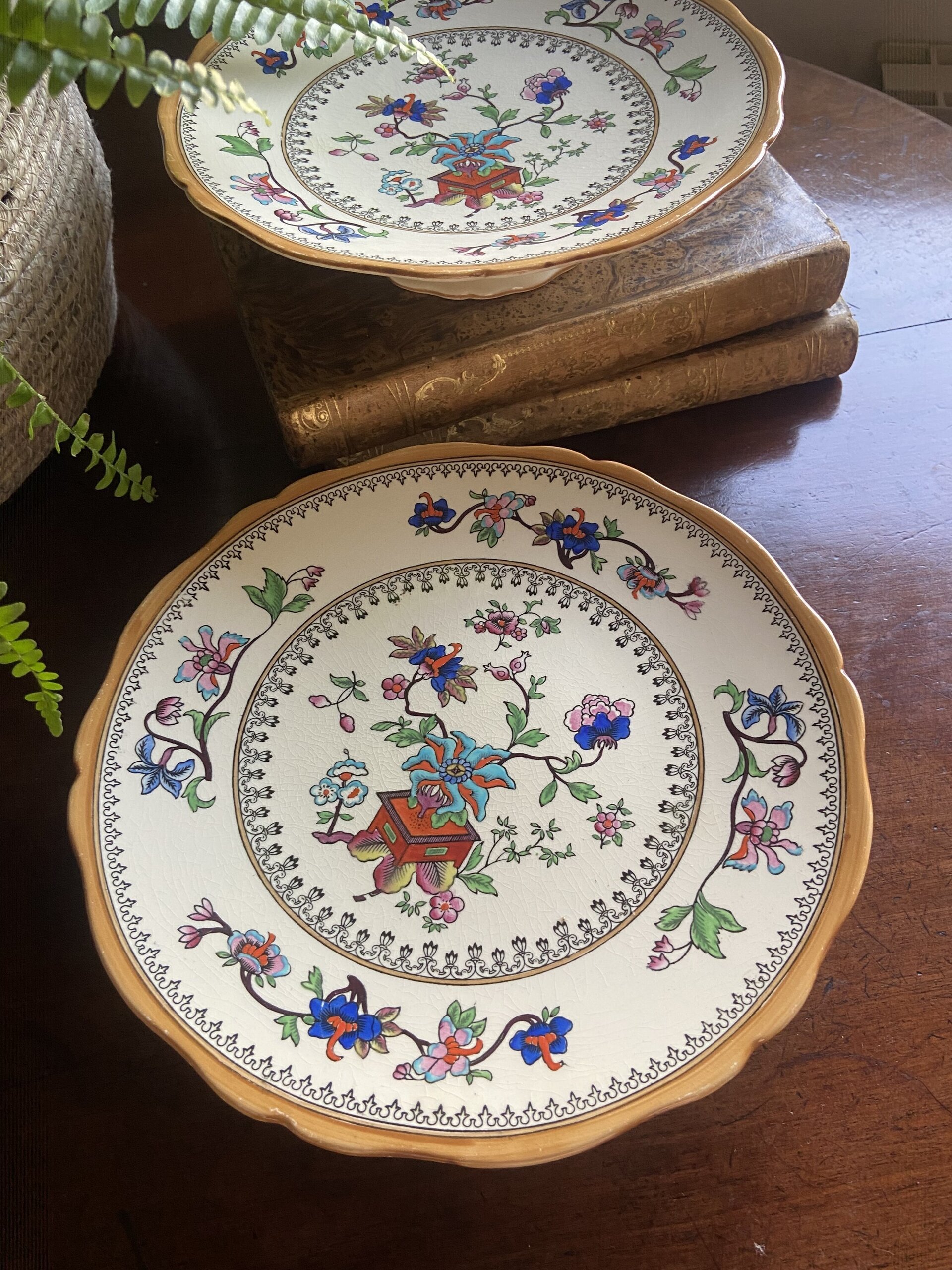 Pareja de pastelero/frutero en loza inglesa "Coalport" Kings Ware. - 5