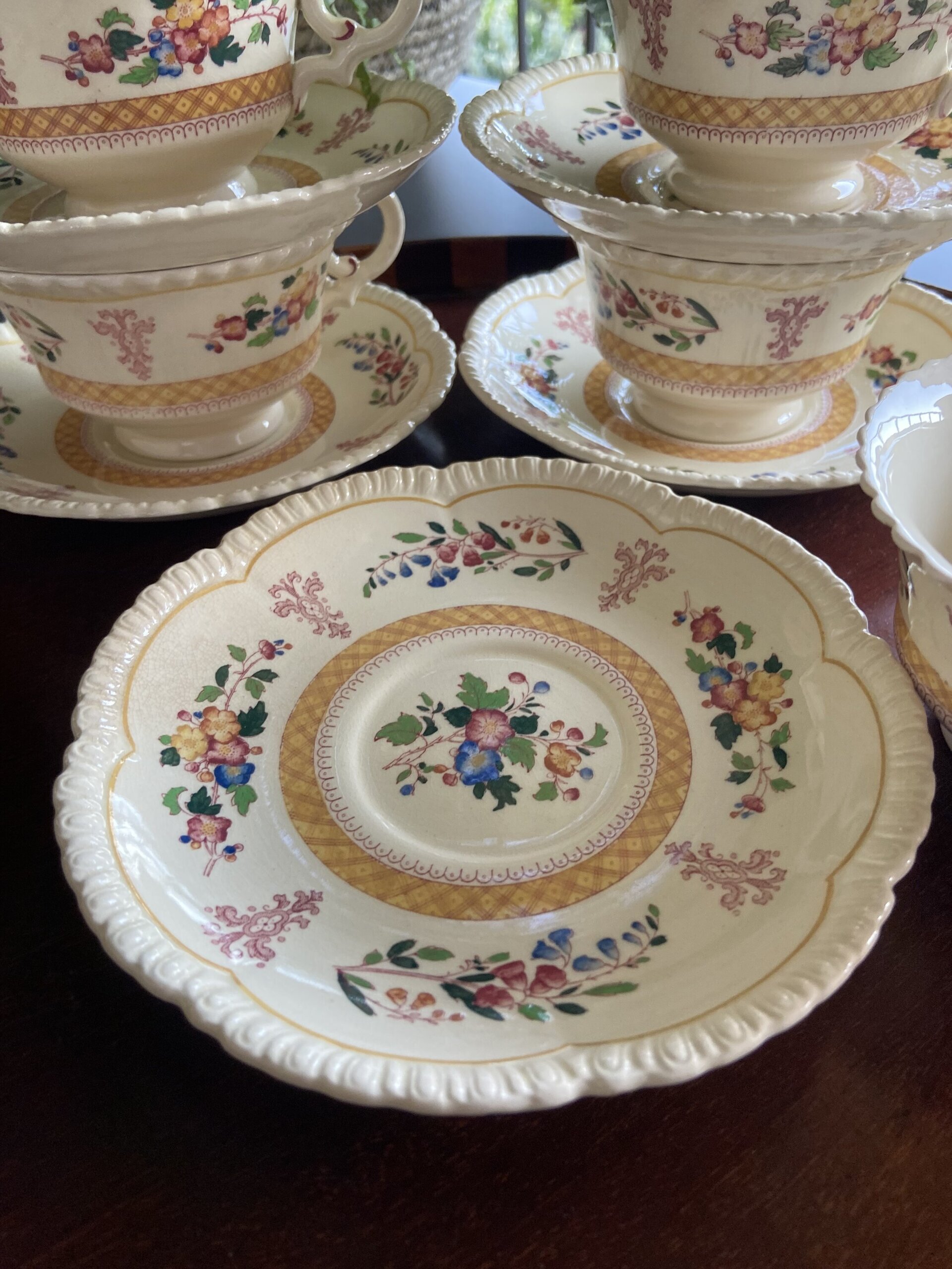 7 tazas de té/desayuno en loza inglesa "Royal Couldon" - 5