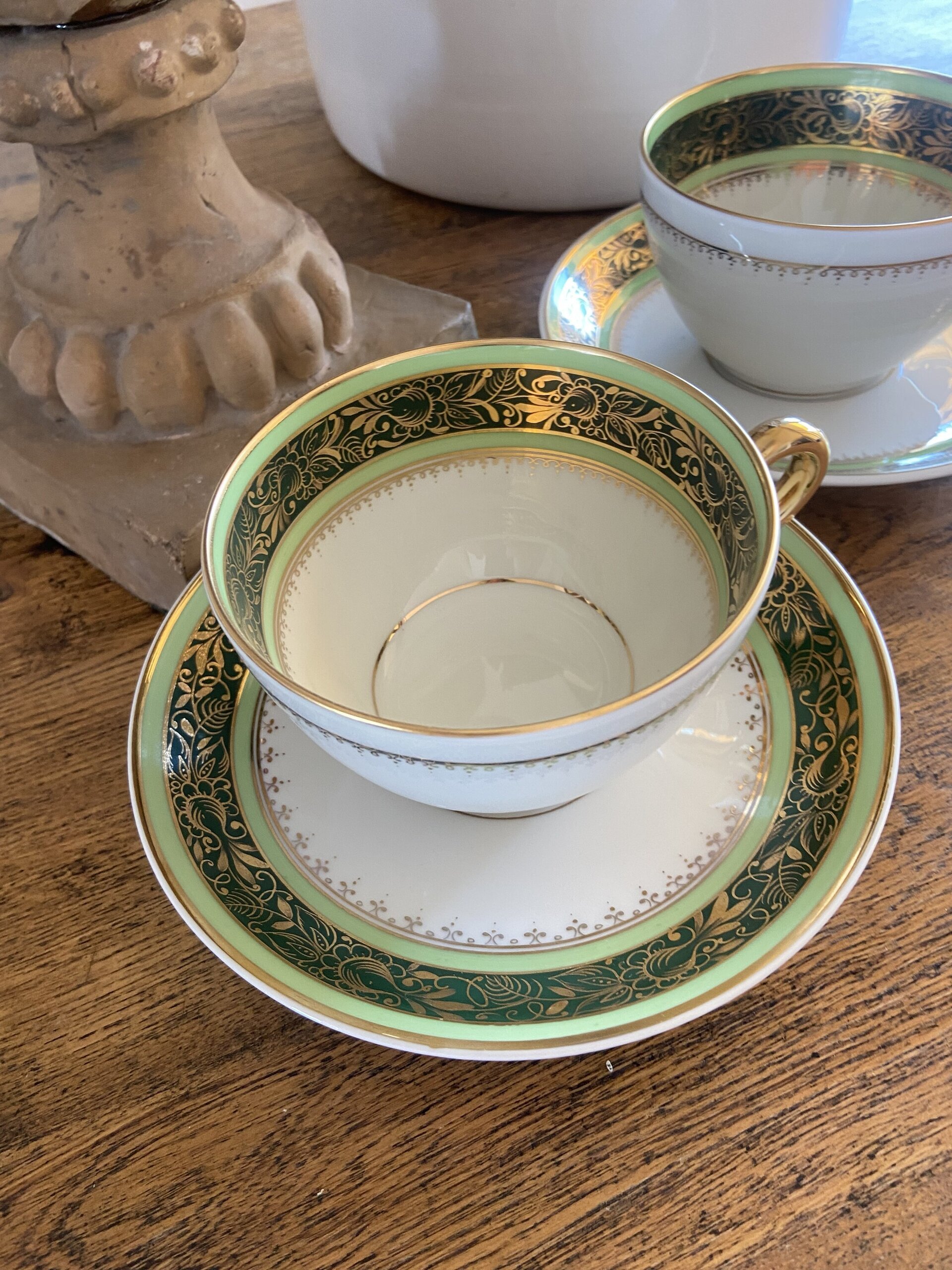 Pareja de tazas desayuno en porcelana "Bidasoa". - 3
