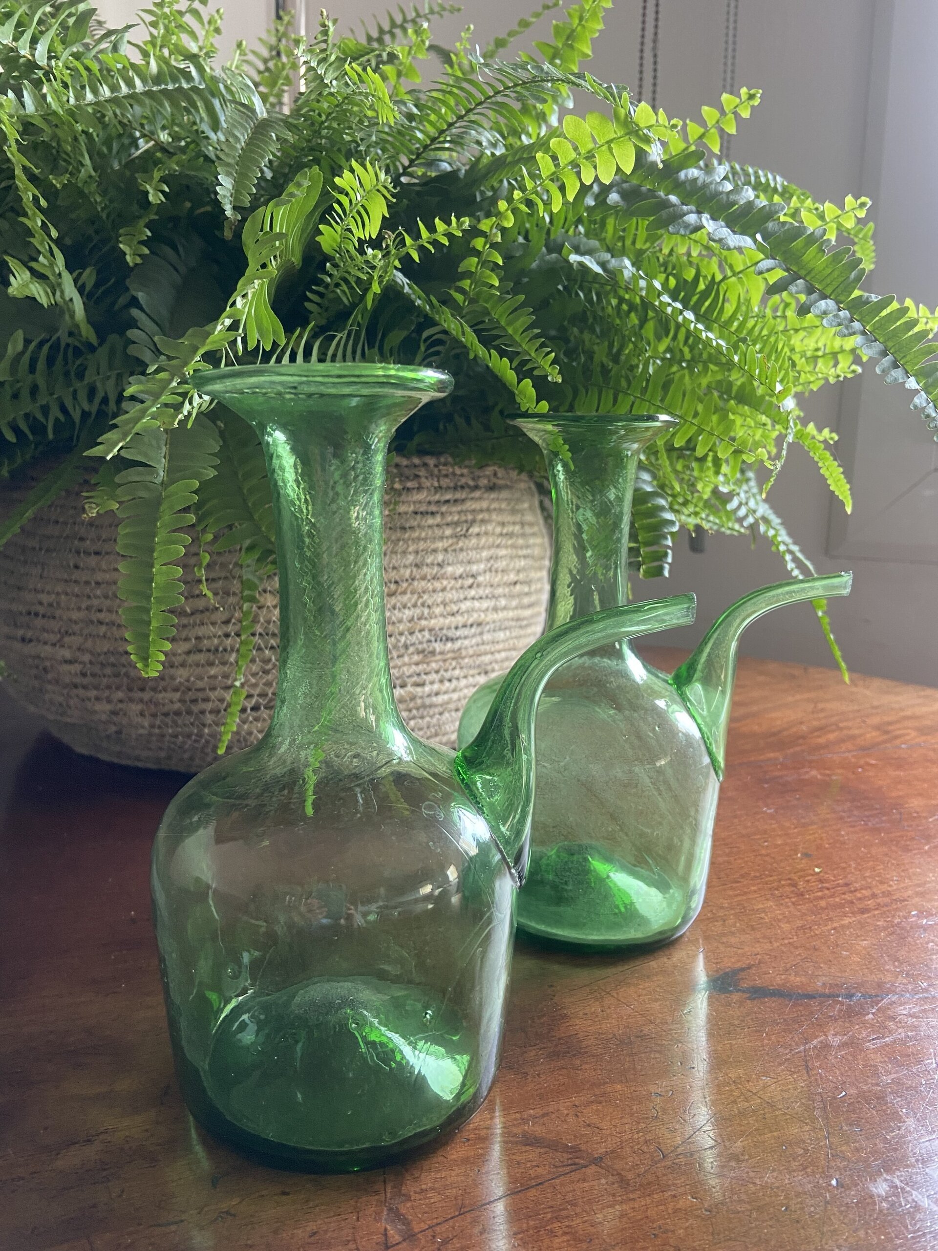 Pareja de aceiteras en vidrio soplado mallorquin "Gordiola" - 1