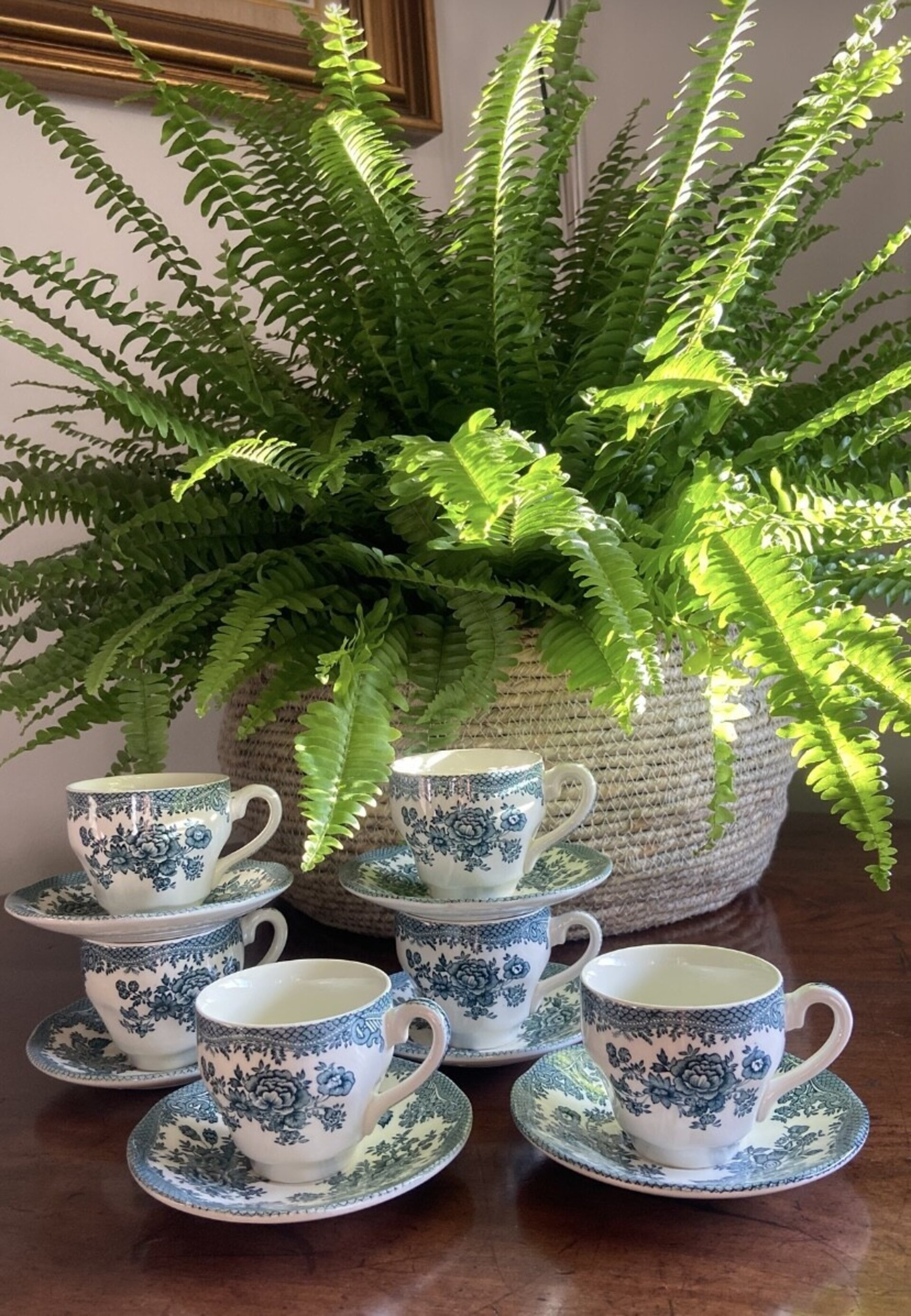 6 tazas de café en loza inglesa "Wedwood". mod. Asian Phersants - 1