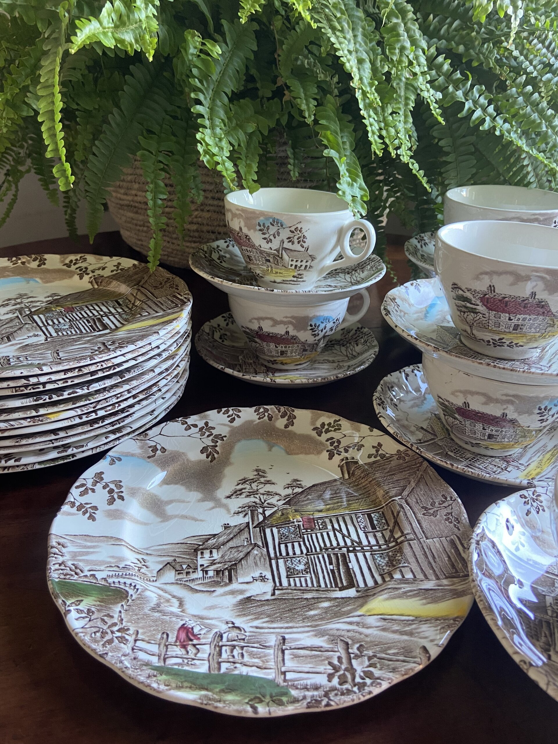 9 tazas de té y 12 platos de merienda en loza inglesa. ndlay - 1