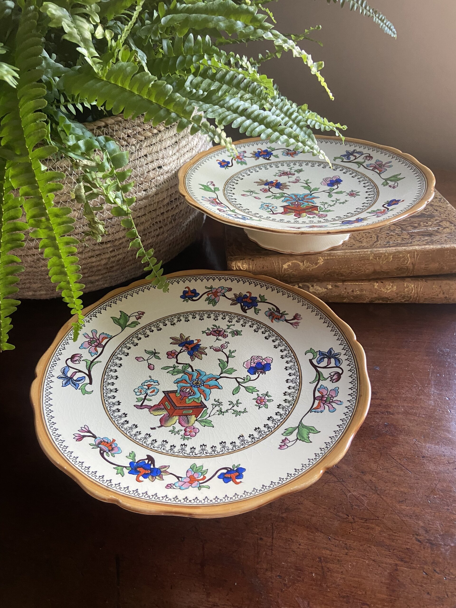 Pareja de pastelero/frutero en loza inglesa "Coalport" Kings Ware. - 1