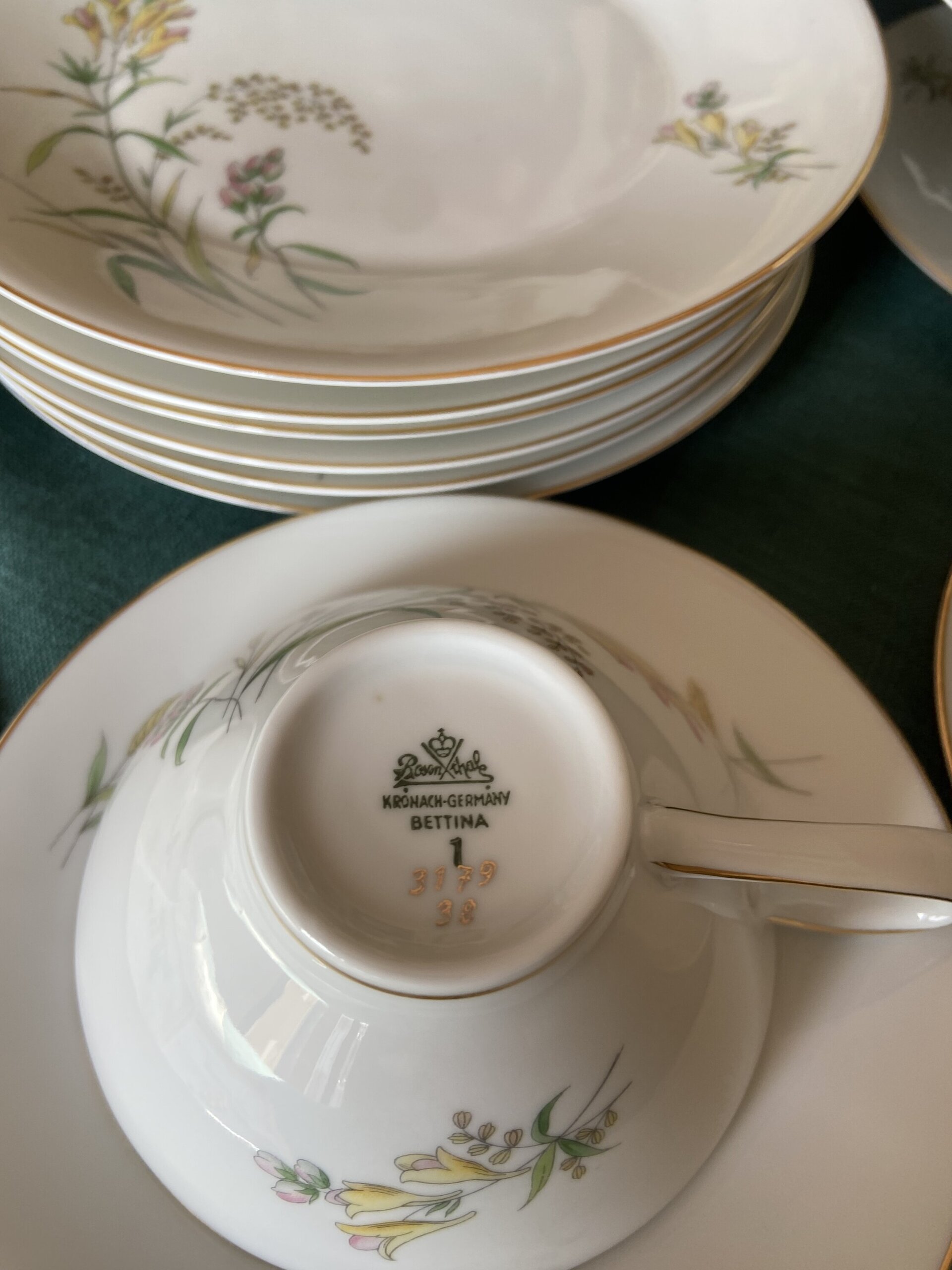 6 tazas de té y 6 platos de merienda en porcelana alemana "Rossenthal" - 10