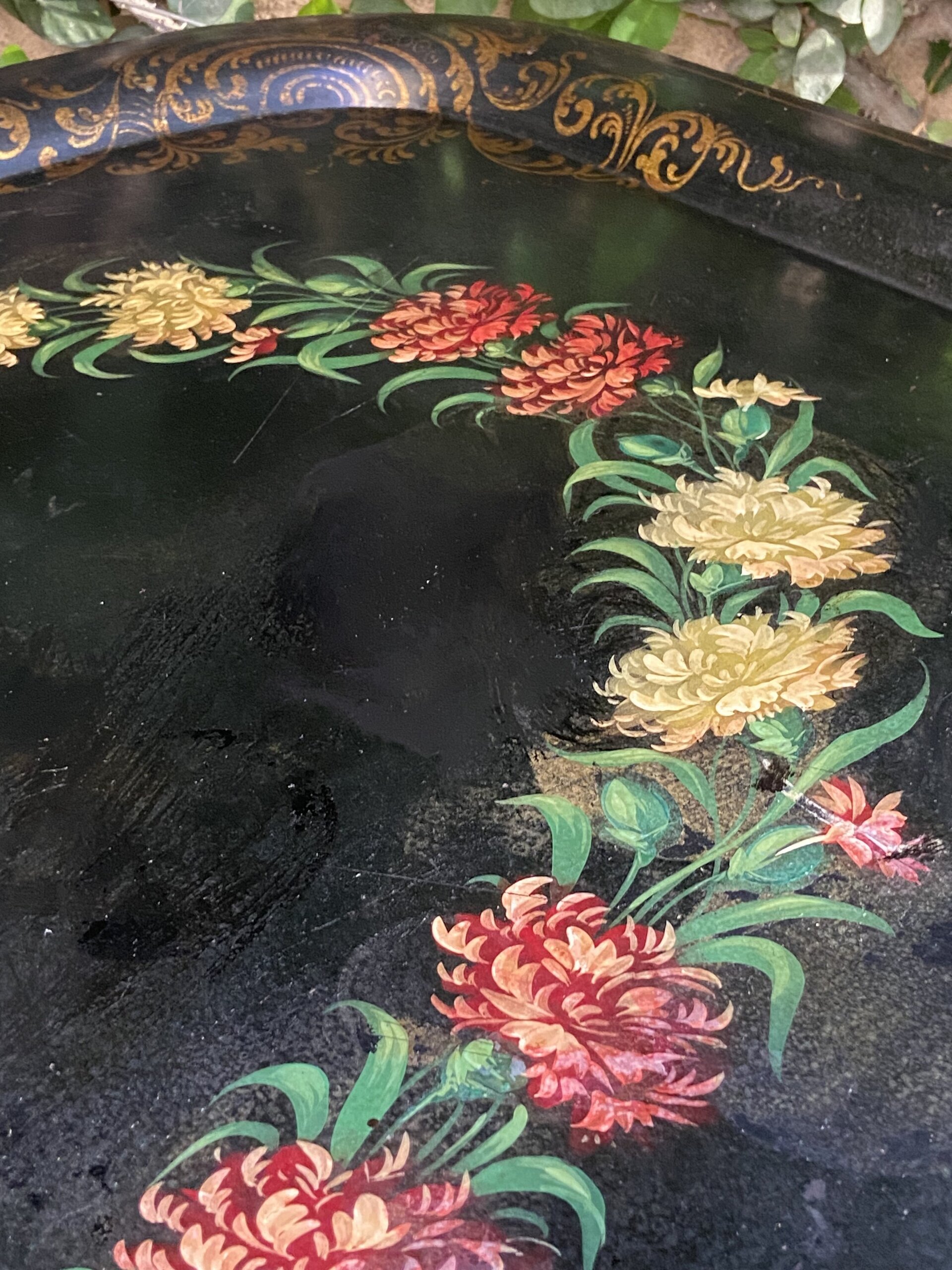 Bandeja de hierro flores y mariposa. - 8