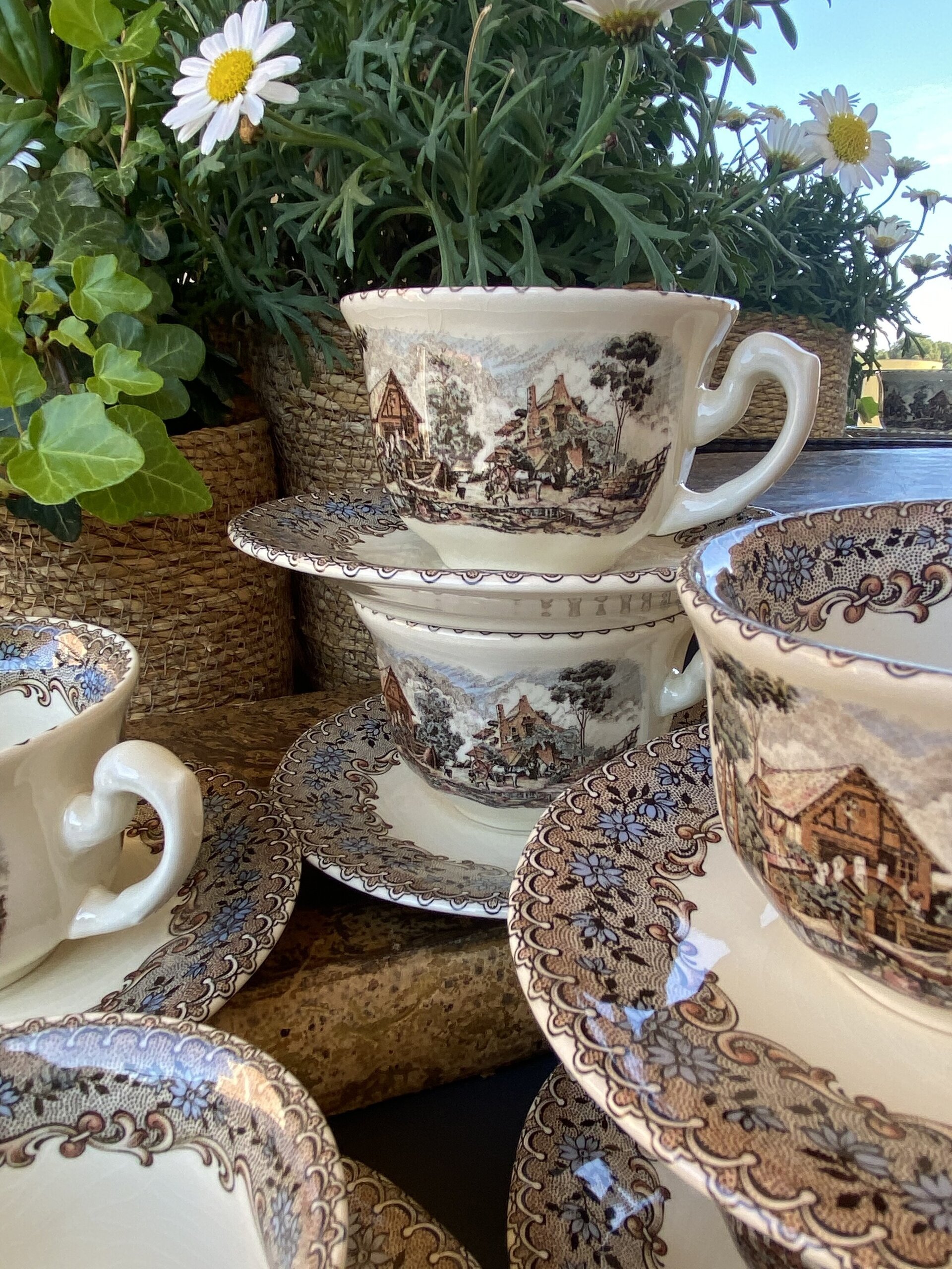 6 tazas de café "La Cartuja de Sevilla" Pickman s.a. (mod. El viejo molino) - 3