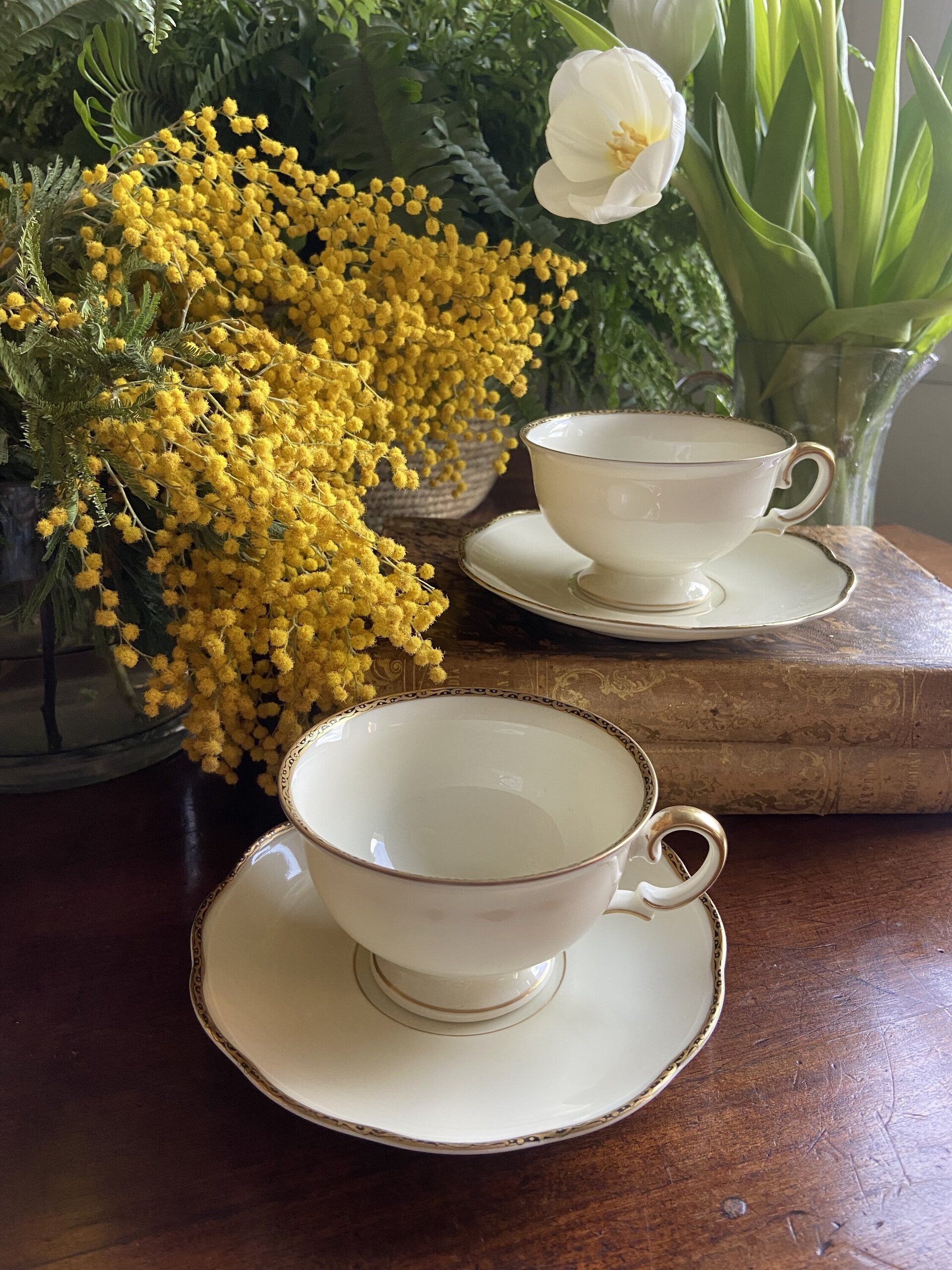 Pareja de tazas de té/desayuno en porcelana alemana K.P.M. - 2