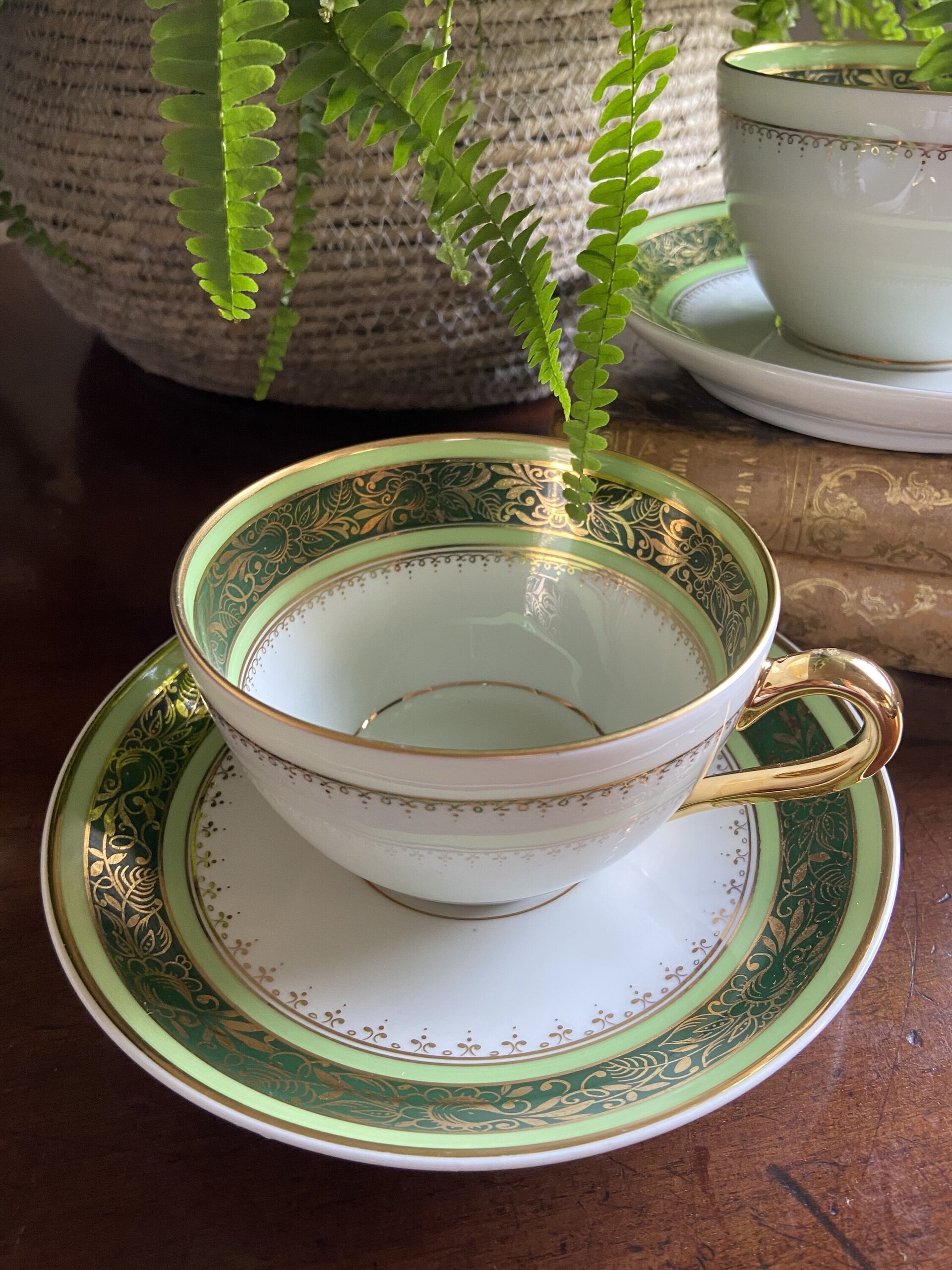 Pareja de tazas desayuno en porcelana "Bidasoa". - 3