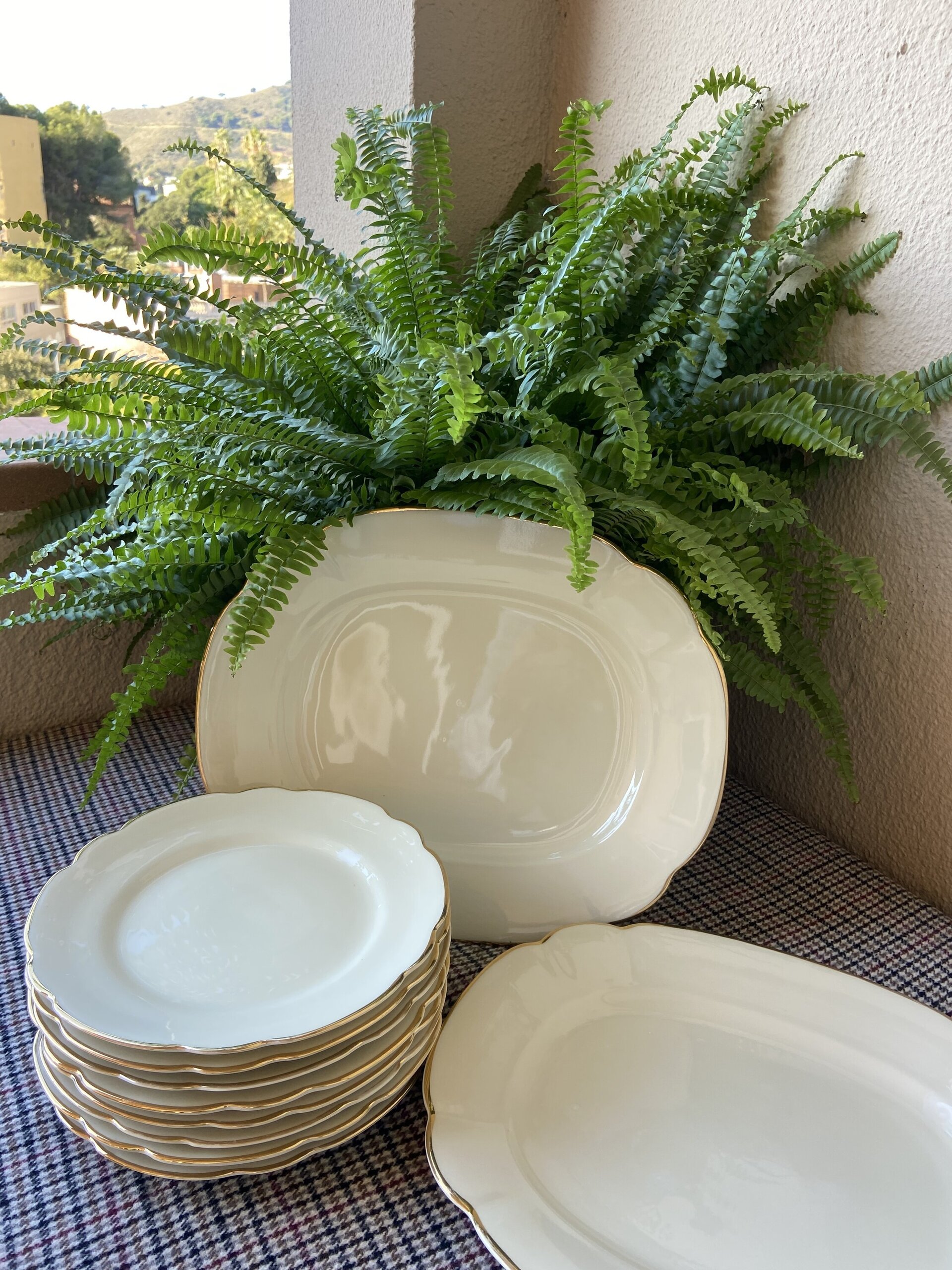 2 fuentes y 8 platos de postre en porcelana "Bidasoa". - 3