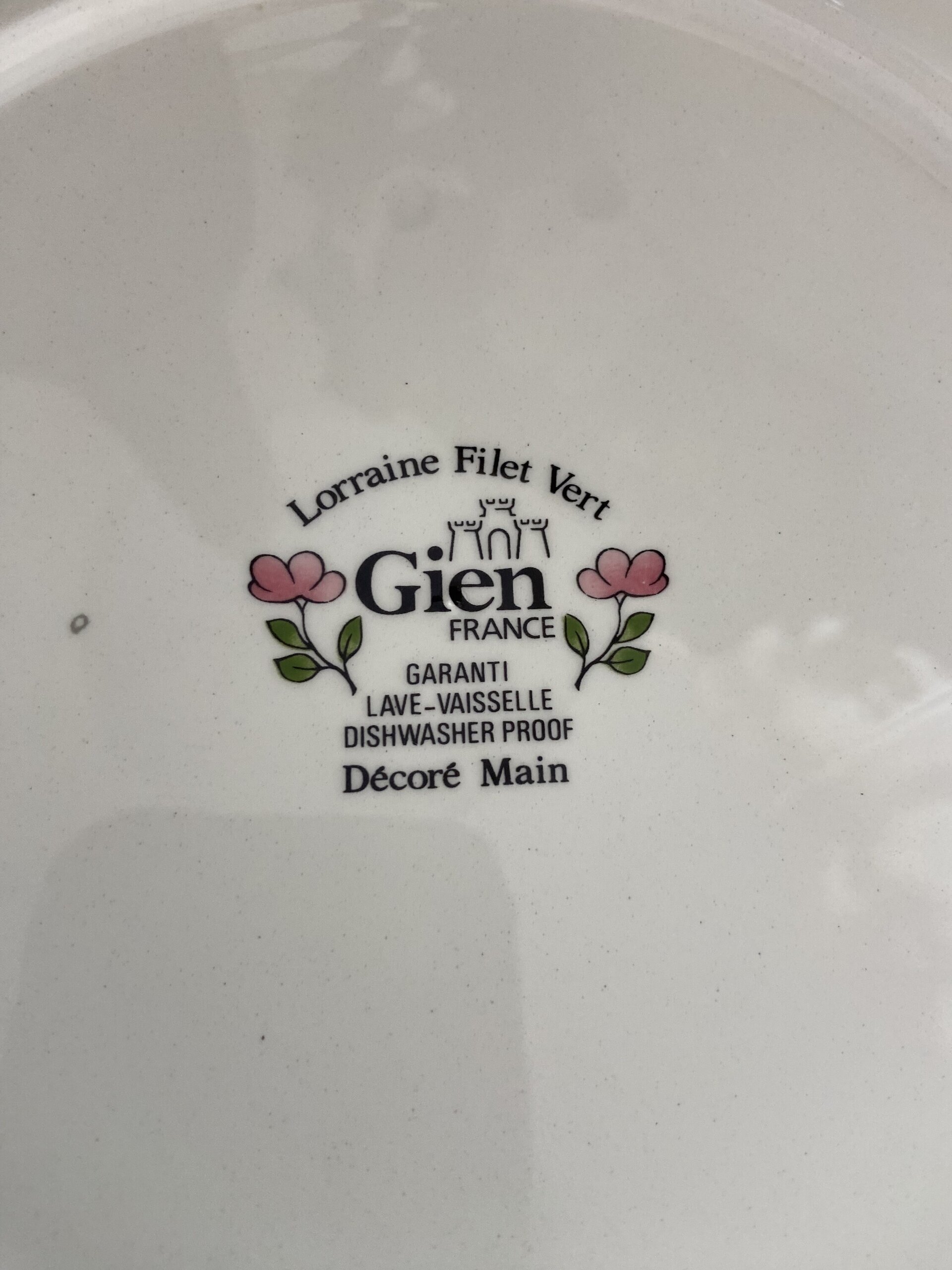 Fuente redonda en loza francesa "Gien" decorada a amano. - 3