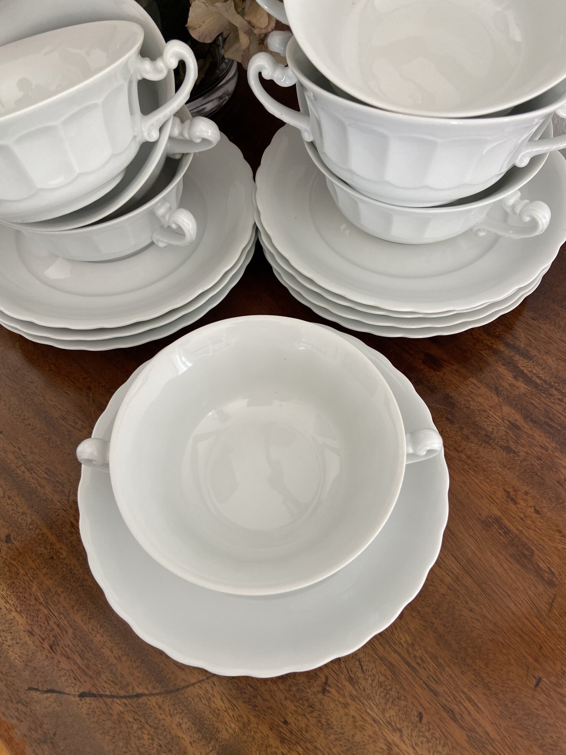 8 tazas de consomé en porcelana blanca - 7