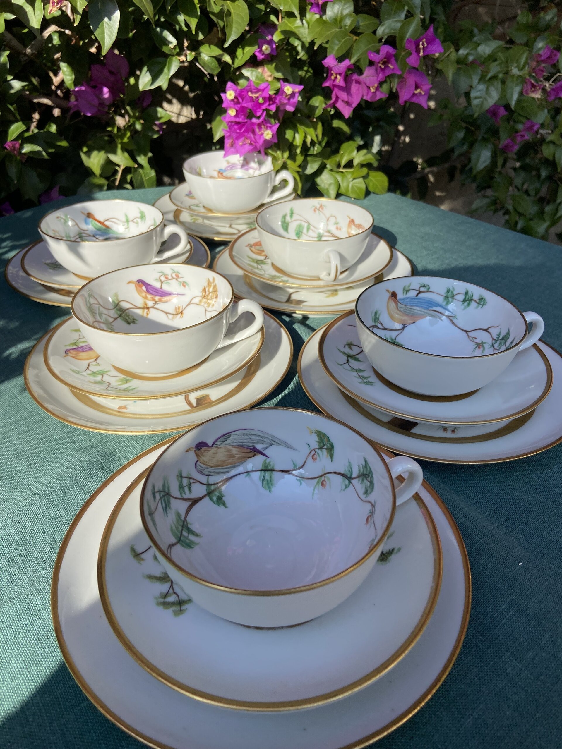 6 tazas de té con plato y 6 platos de merienda en porcelana "Bidasoa" - 1