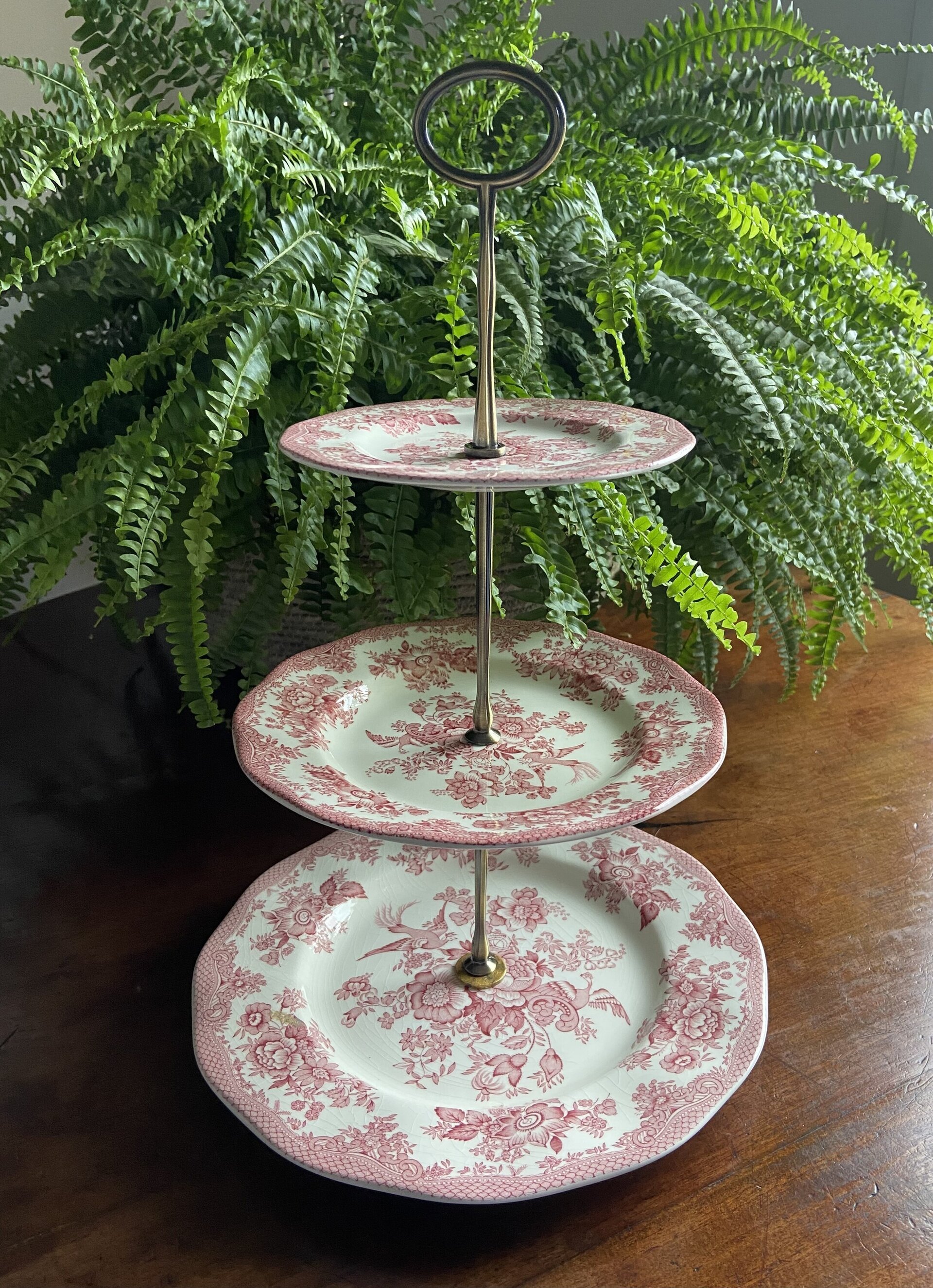 Pastelero tres pisos porcelana inglesa " Wedwood" (mod Asiatic Phersants) - 1