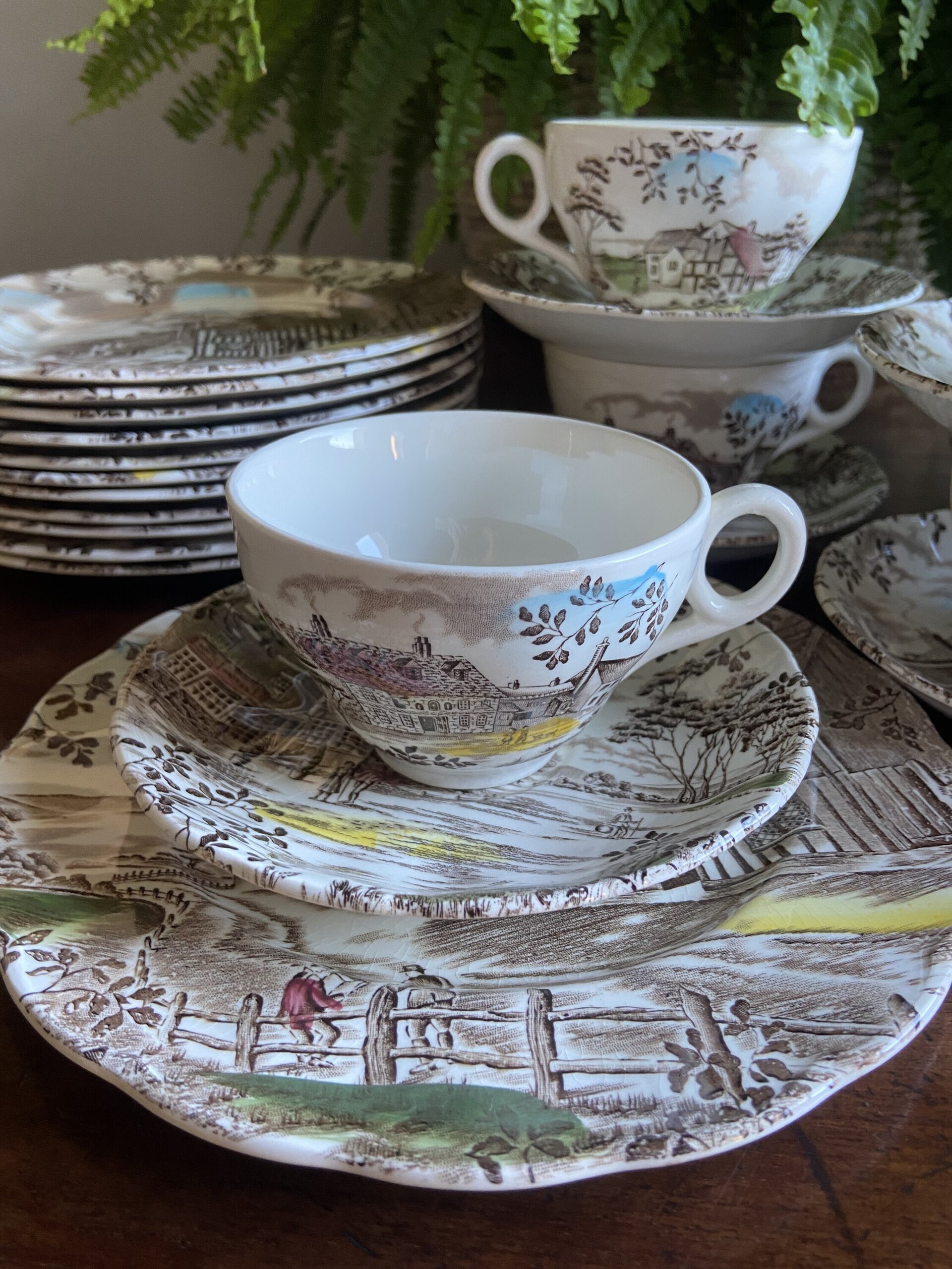 9 tazas de té y 12 platos de merienda en loza inglesa. ndlay - 3