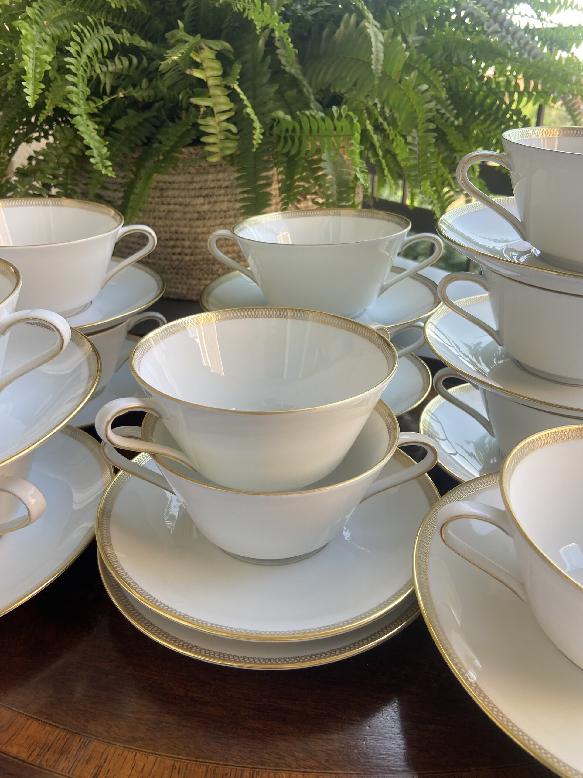 12 tazas de consomé en porcelana alemana "Eschenbach". - 3
