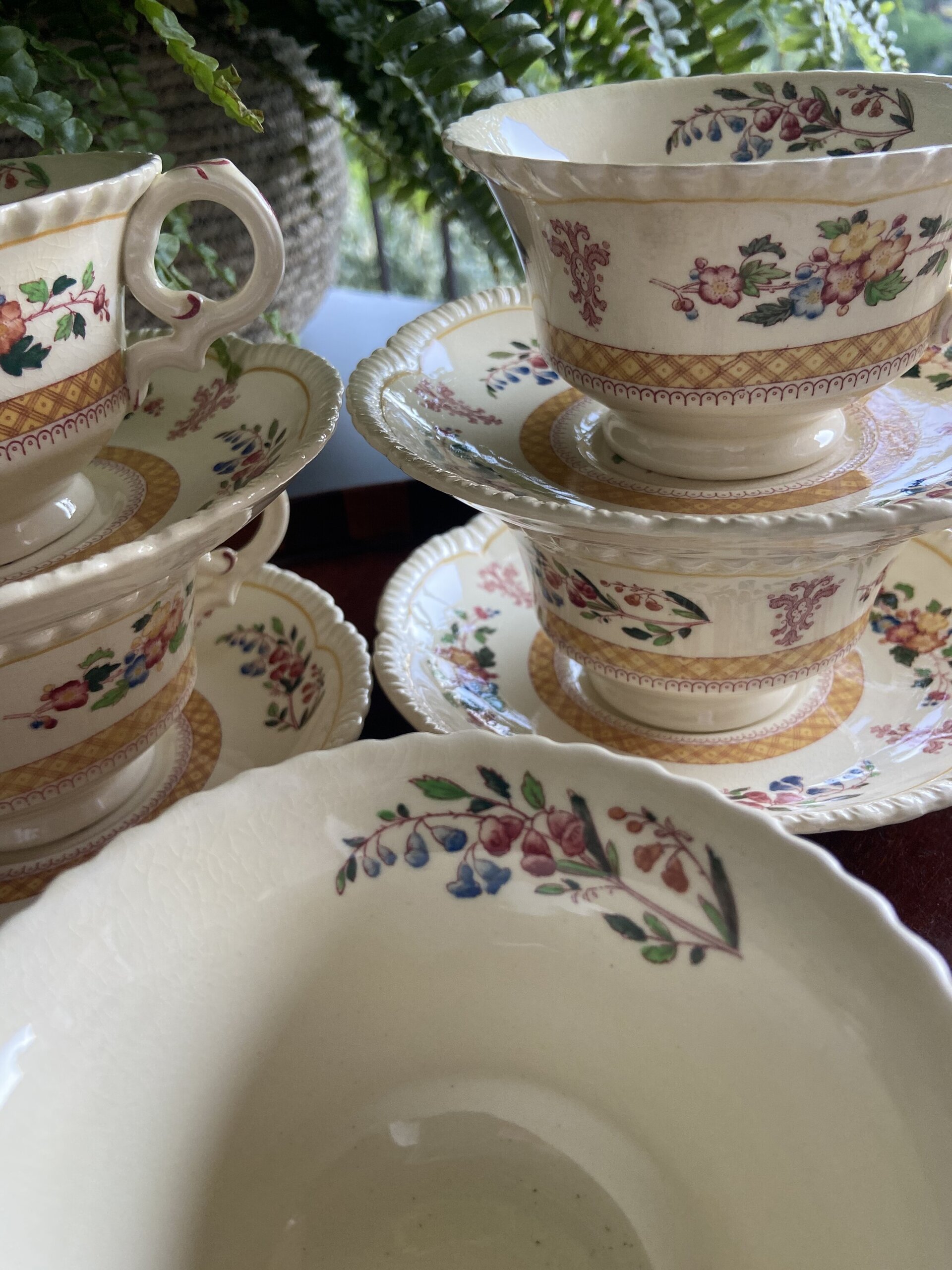 7 tazas de té/desayuno en loza inglesa "Royal Couldon" - 2