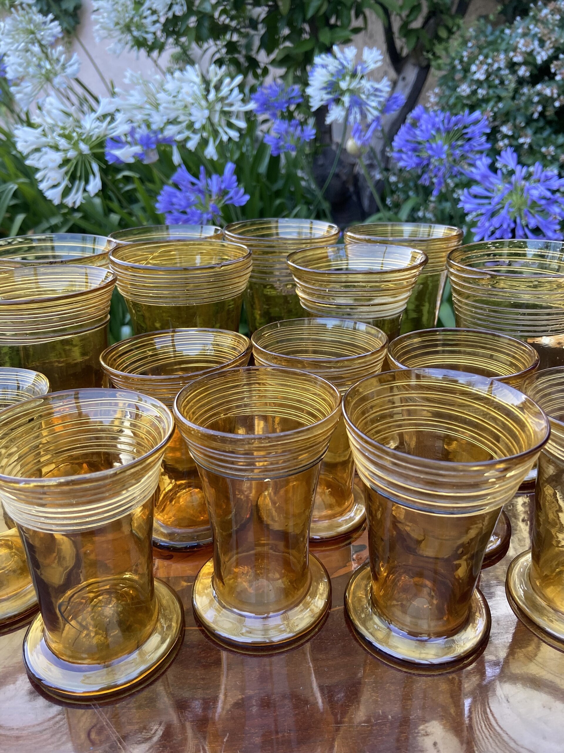 8 vasos agua/8 vasos vino mallorquin "Gordiola", soplado a mano. - 5