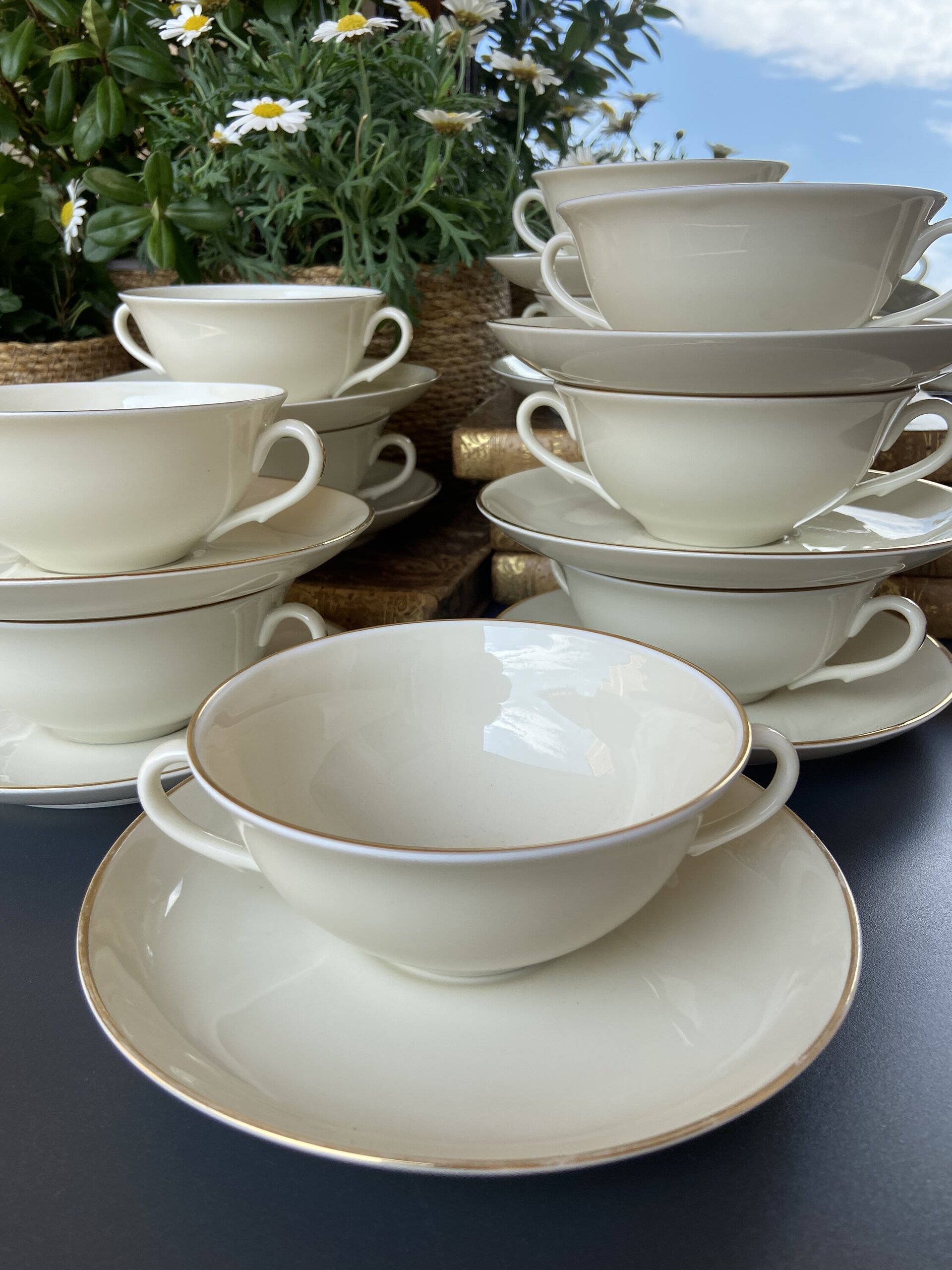 10 tazas de consomé en porcelana "Bidasoa". - 3