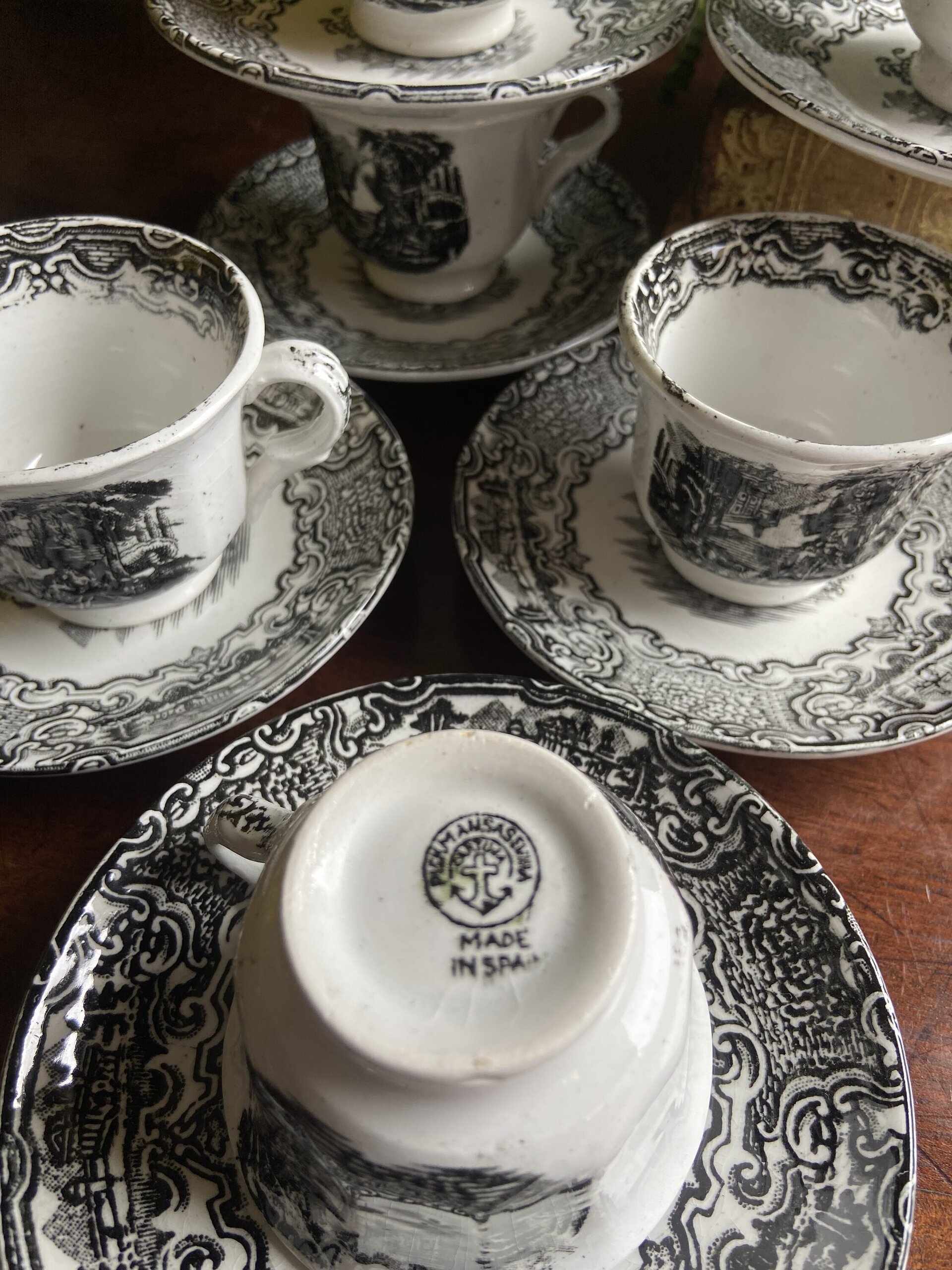 6 tazas de café en loza "Pickman S.A.Sevilla" Cartuja - 4