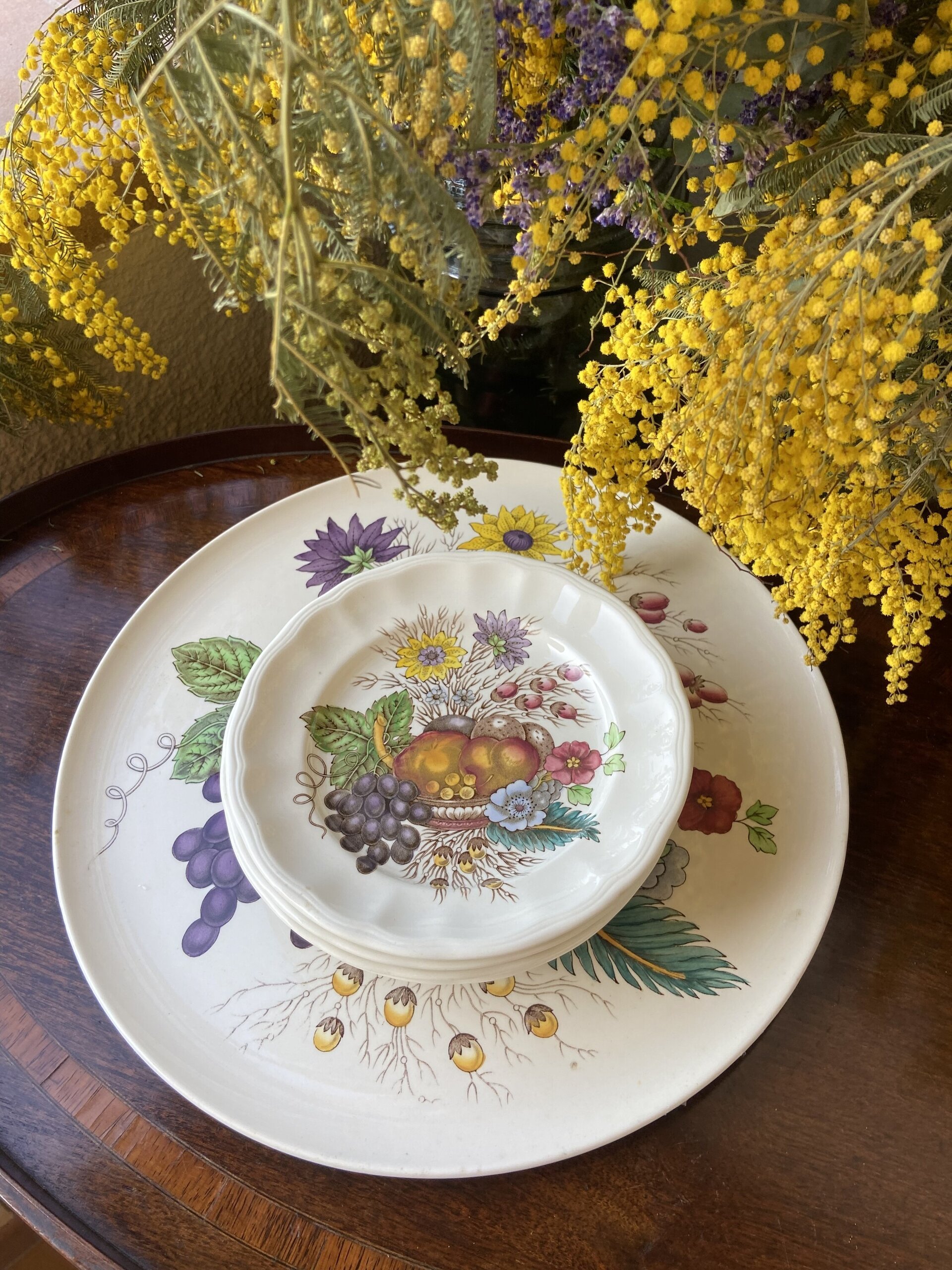 -Fuente y 6 platos de merienda en loza inglesa "Spode". - 3