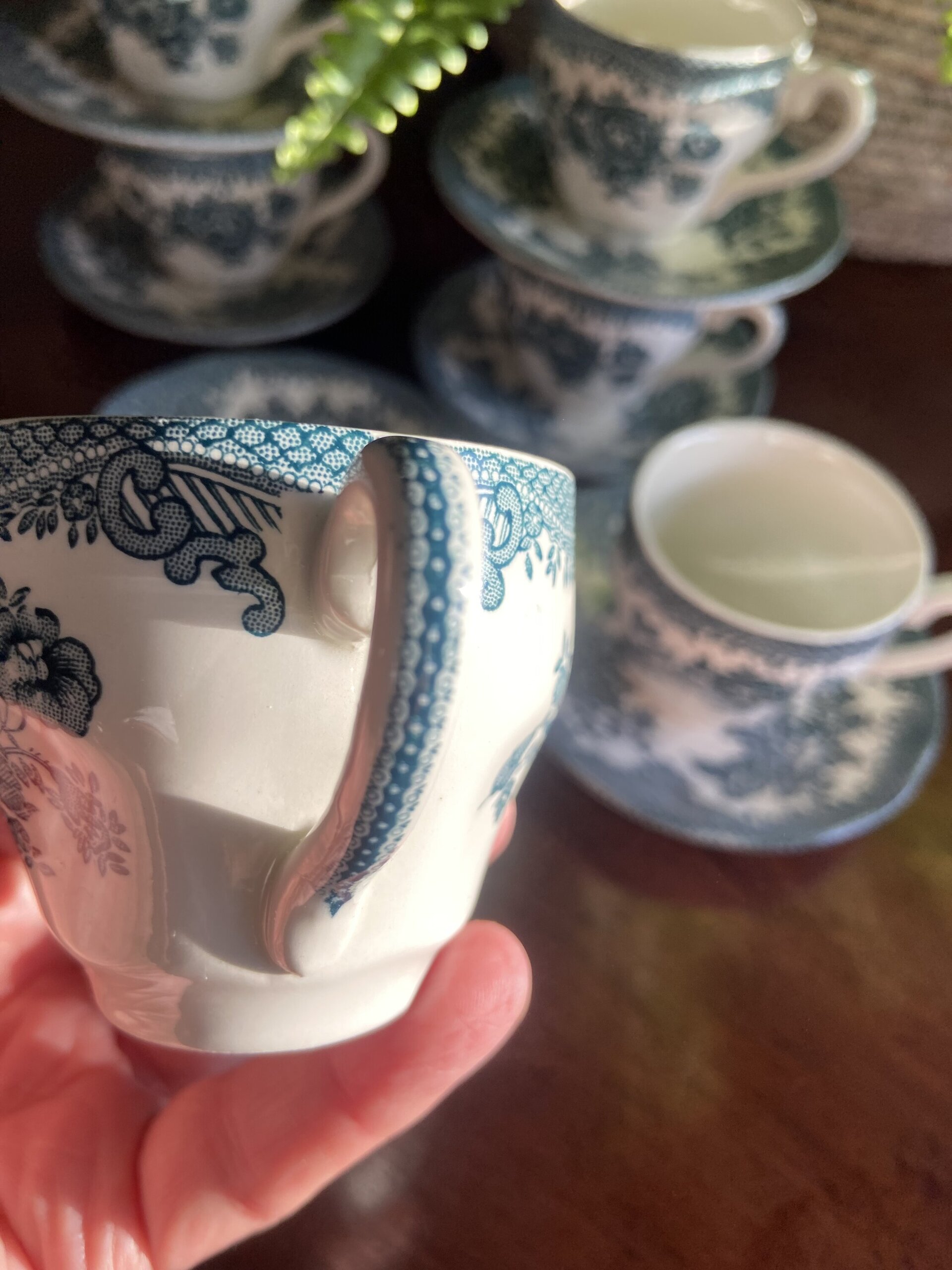 6 tazas de café en loza inglesa "Wedwood". mod. Asian Phersants - 5