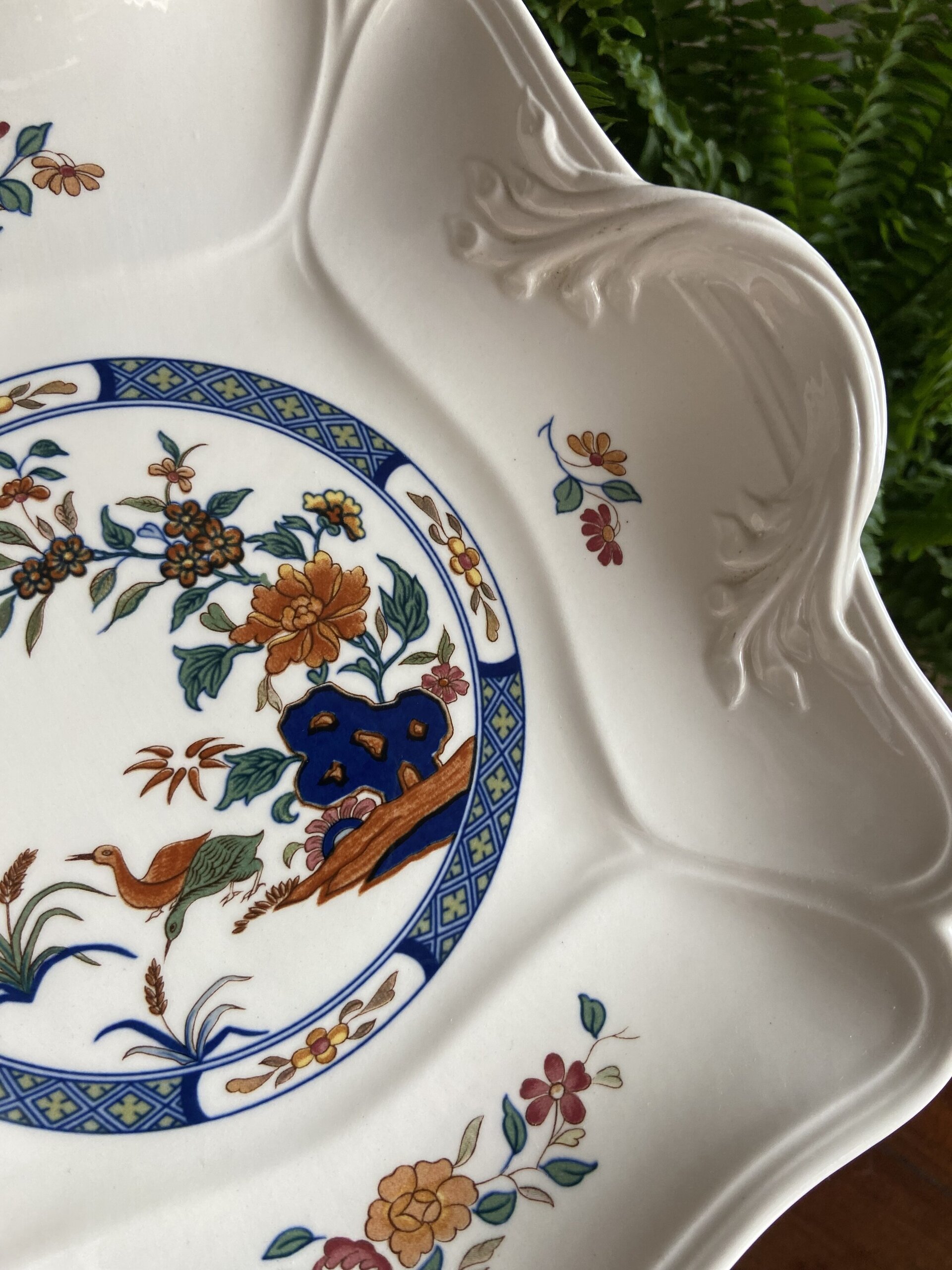 Fuente pastas cuadrada y bol en porcelana inglesa "Wedgwood". - 2