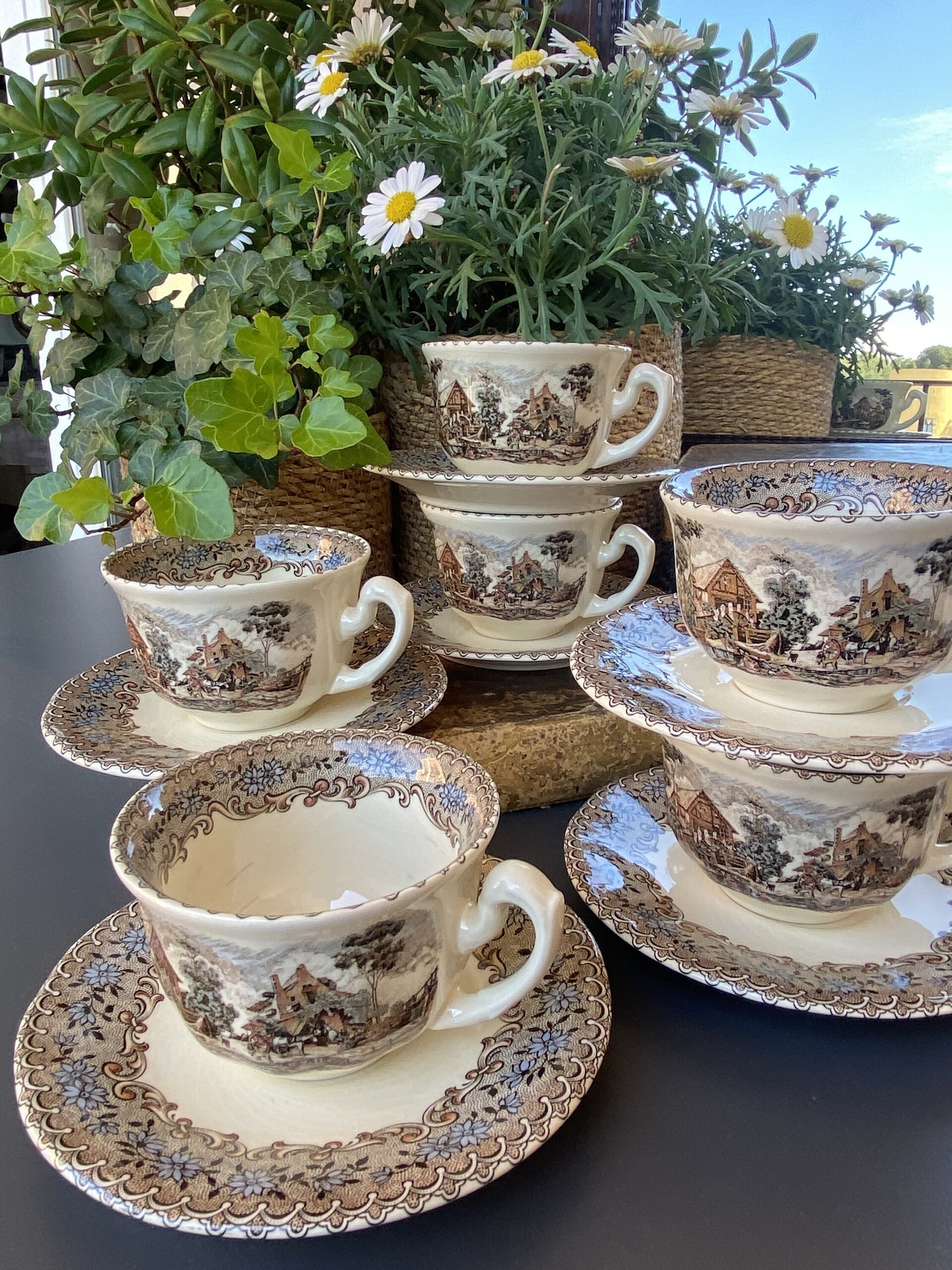 6 tazas de café "La Cartuja de Sevilla" Pickman s.a. (mod. El viejo molino) - 1