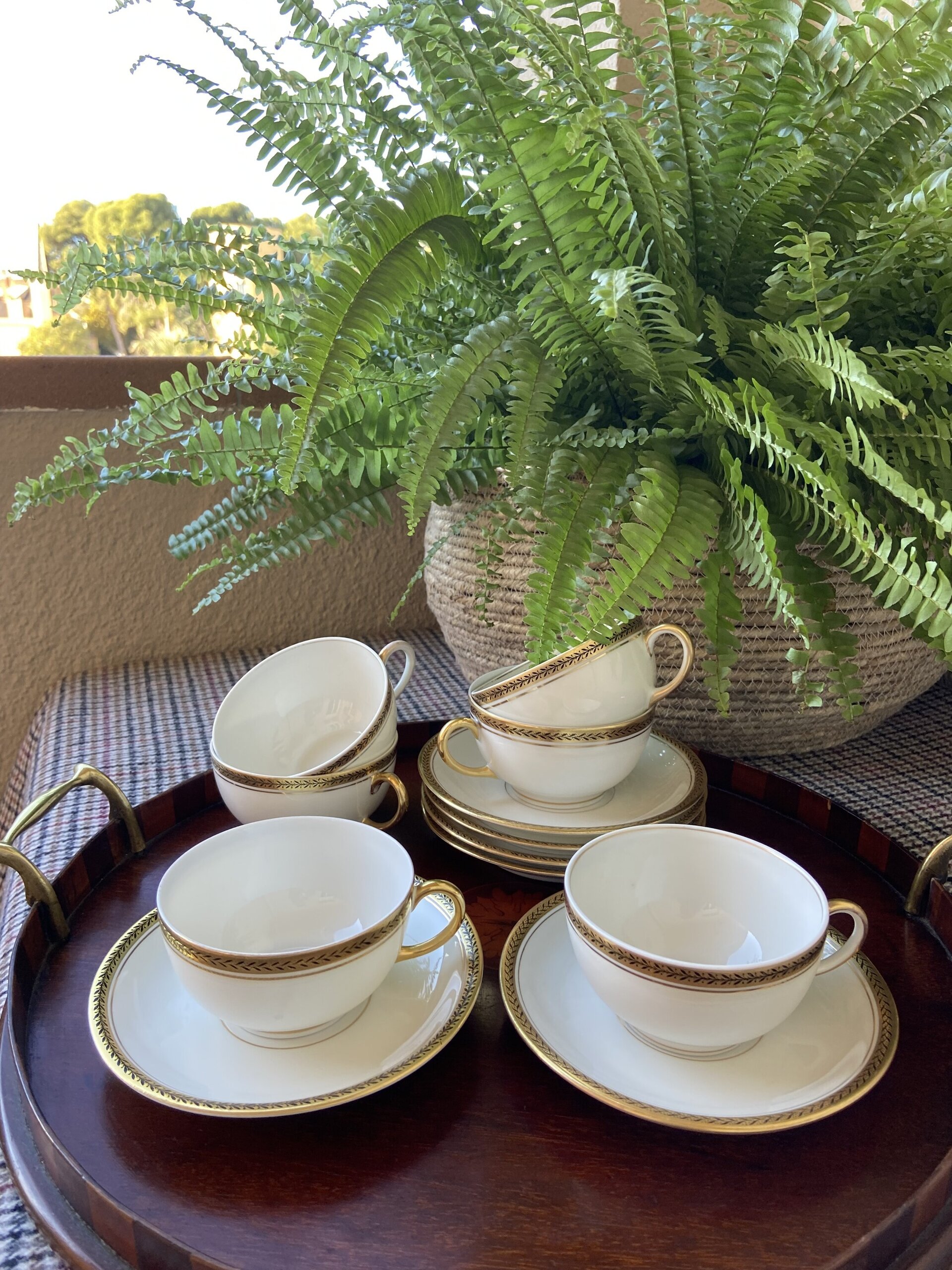 6 tazas té en porcelana francesa de Limoges "W.G & Cª" - 3