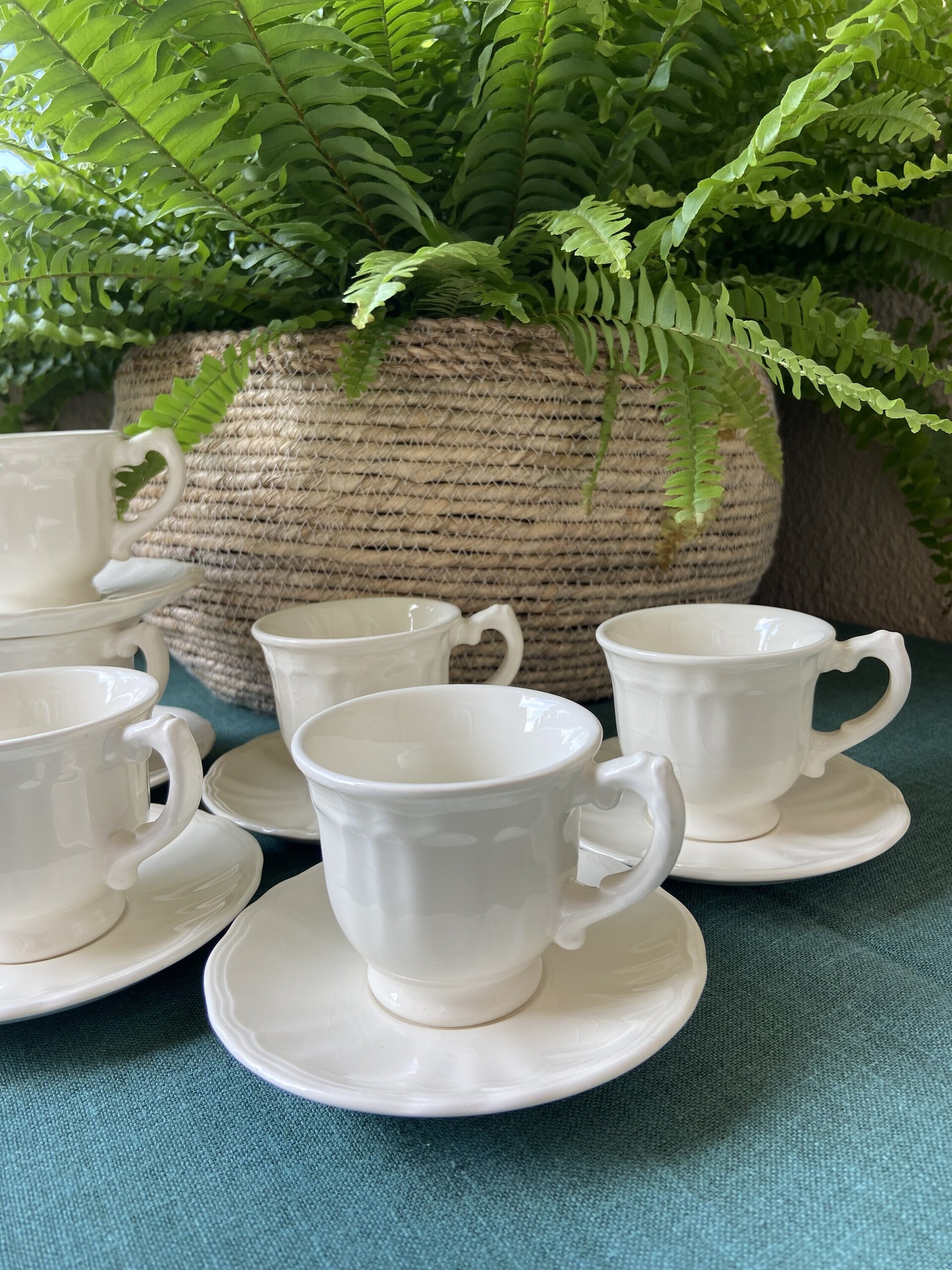 6 tazas de café en loza de "San Claudio" mod. Naranco Blanco - 2