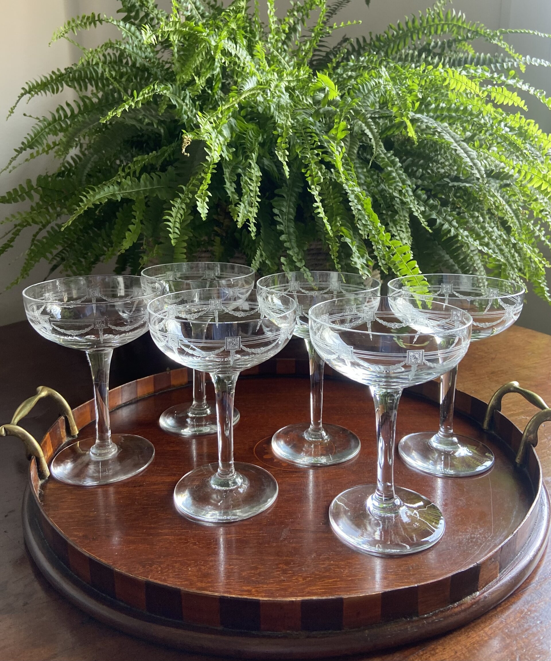 6 copas cava/postre en cristal tallado - 1