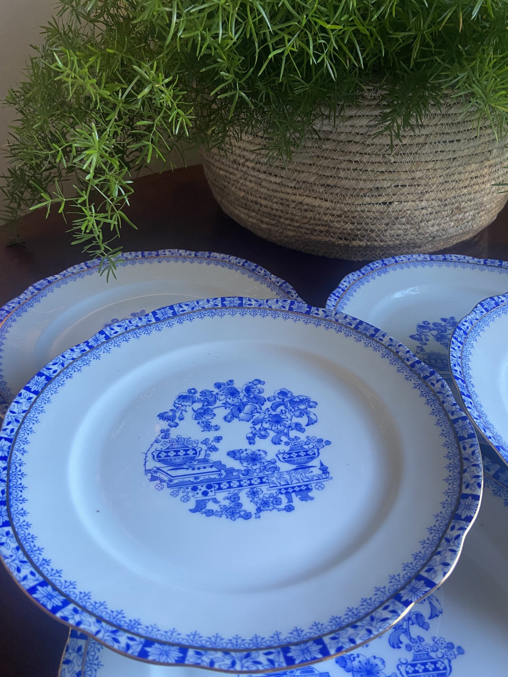 6 platos en porcelana alemana "Rosslau" (mod. China Blau) - 2