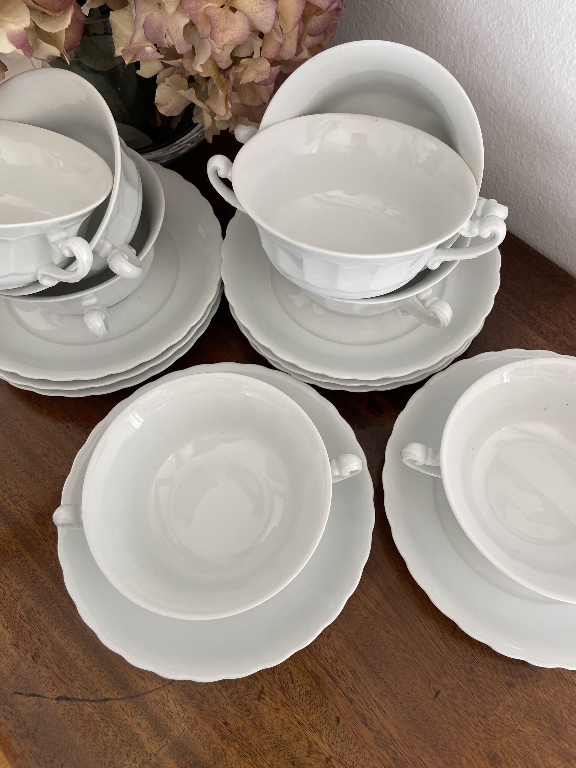 8 tazas de consomé en porcelana blanca - 5