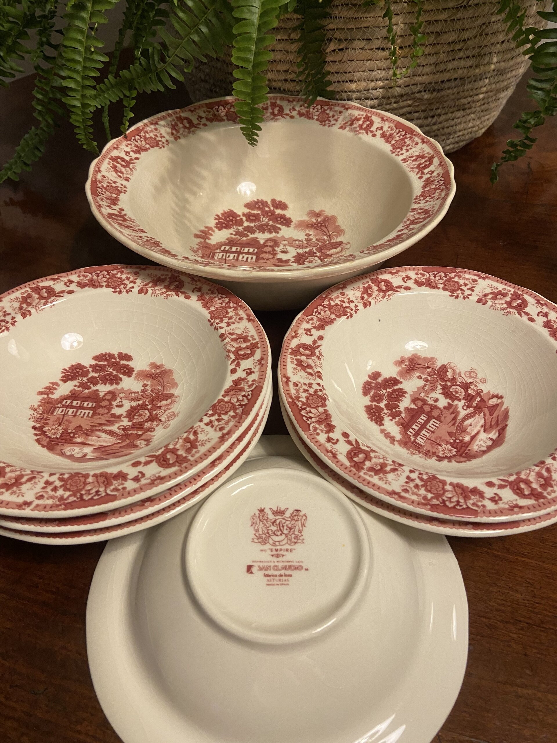 Bol y 6 boles en loza "San Claudio" Asturias - 4