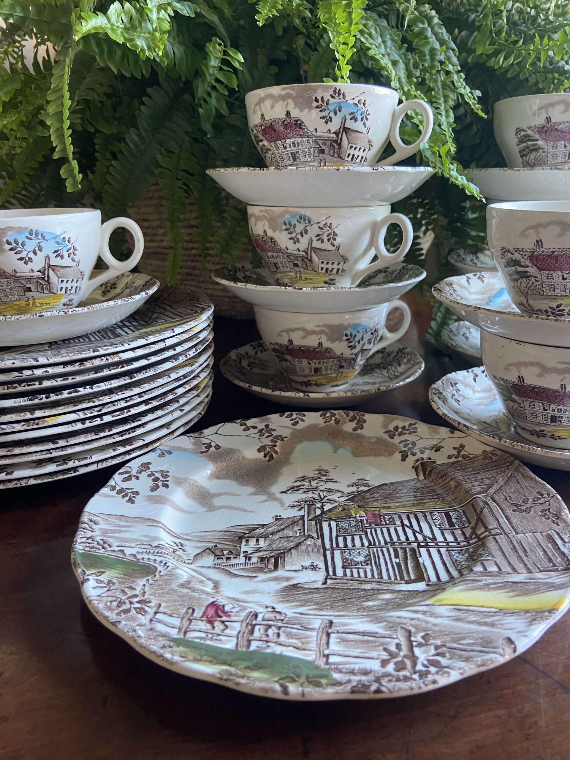 9 tazas de té y 12 platos de merienda en loza inglesa. ndlay - 6