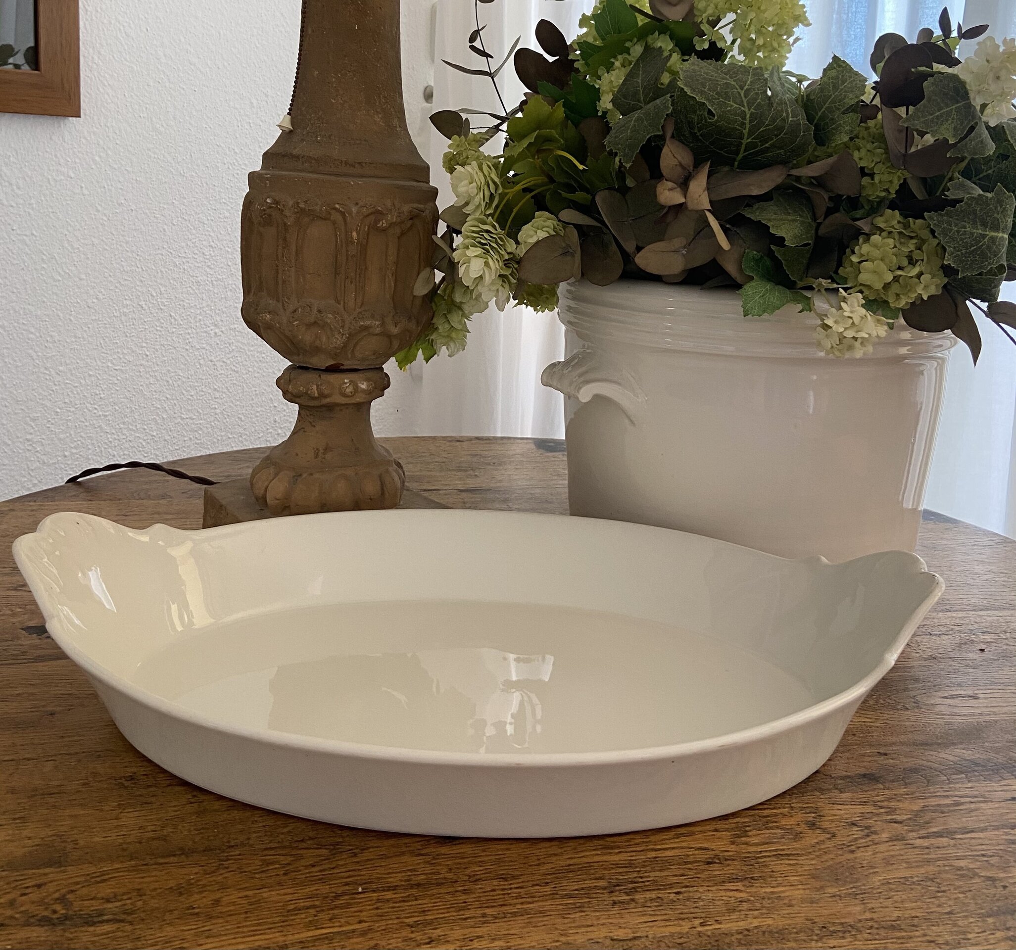 Fuente ovalada en porcelana francesa "Aluminite Frugiere" Limoges. - 1