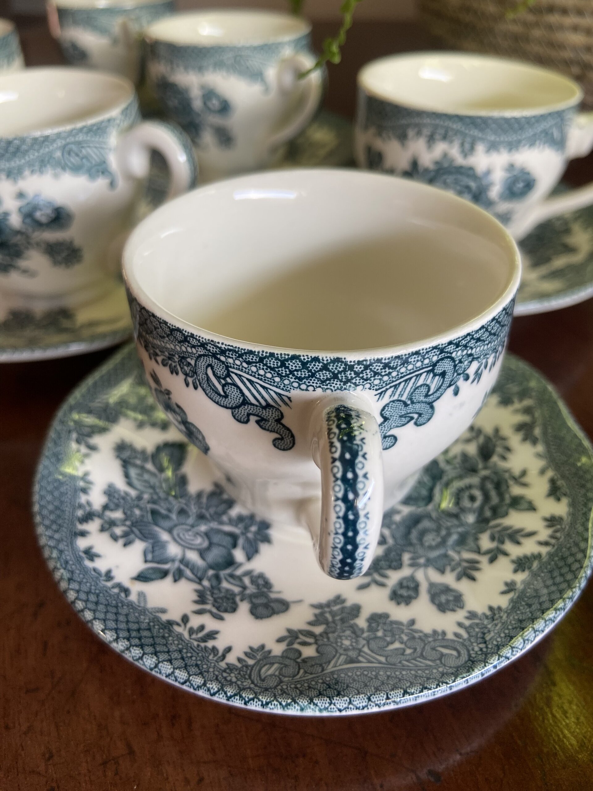 6 tazas de café en loza inglesa "Wedwood". mod. Asian Phersants - 3