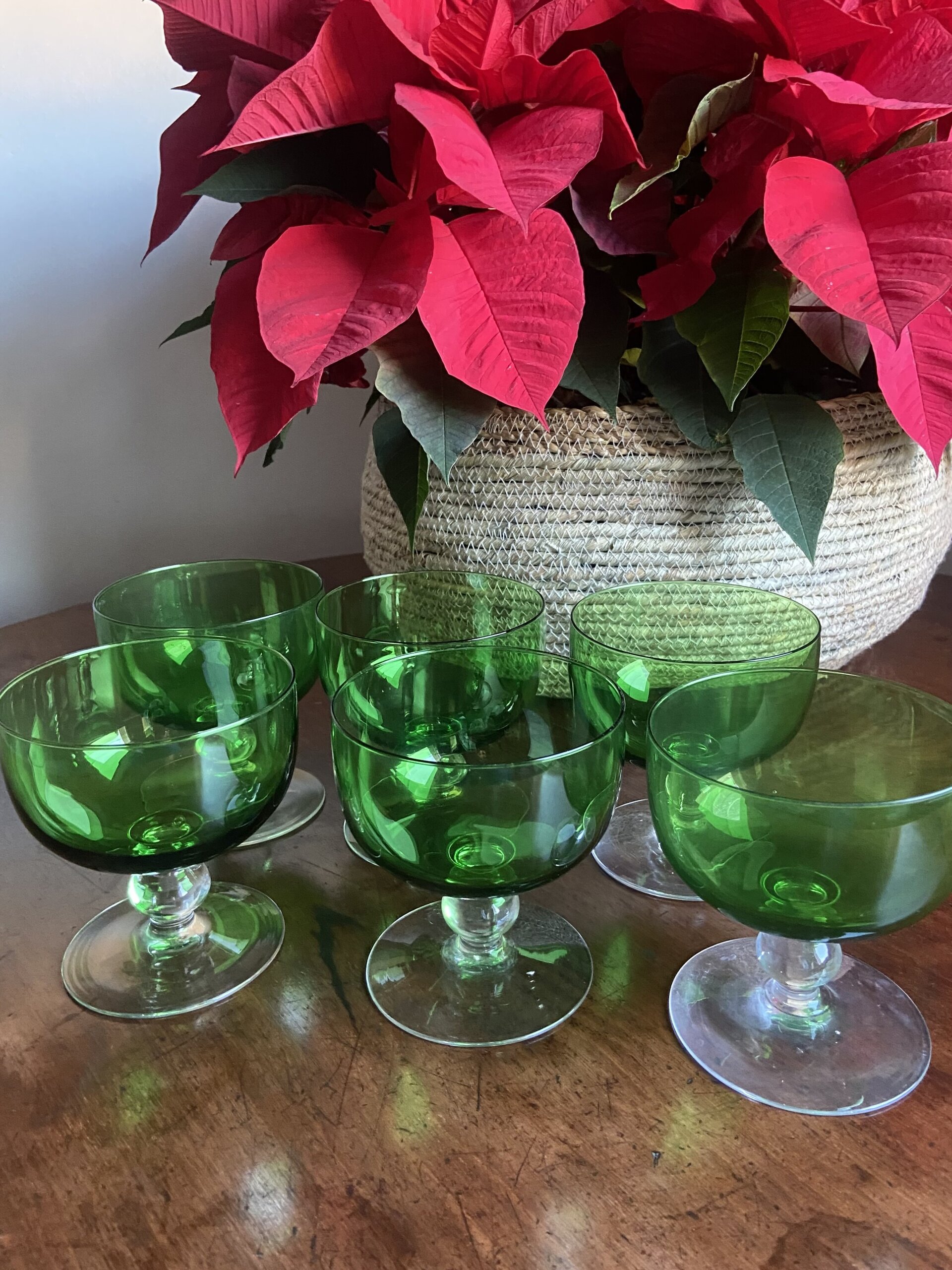 6 copas para postres en vidrio verde - 1