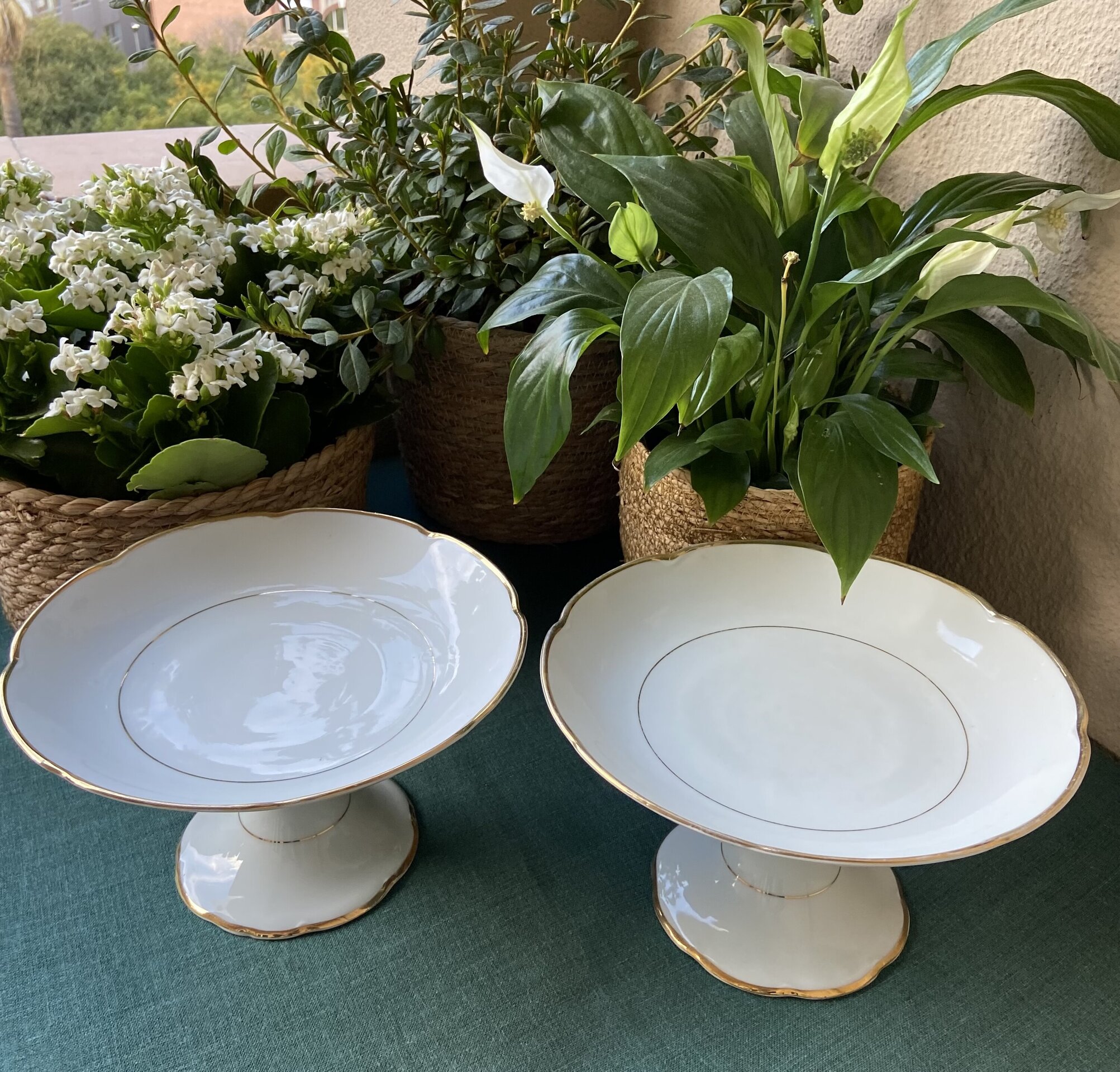 Pareja de fruetros/pasteleros en porcelana austriaca "Q&E.G." - 4