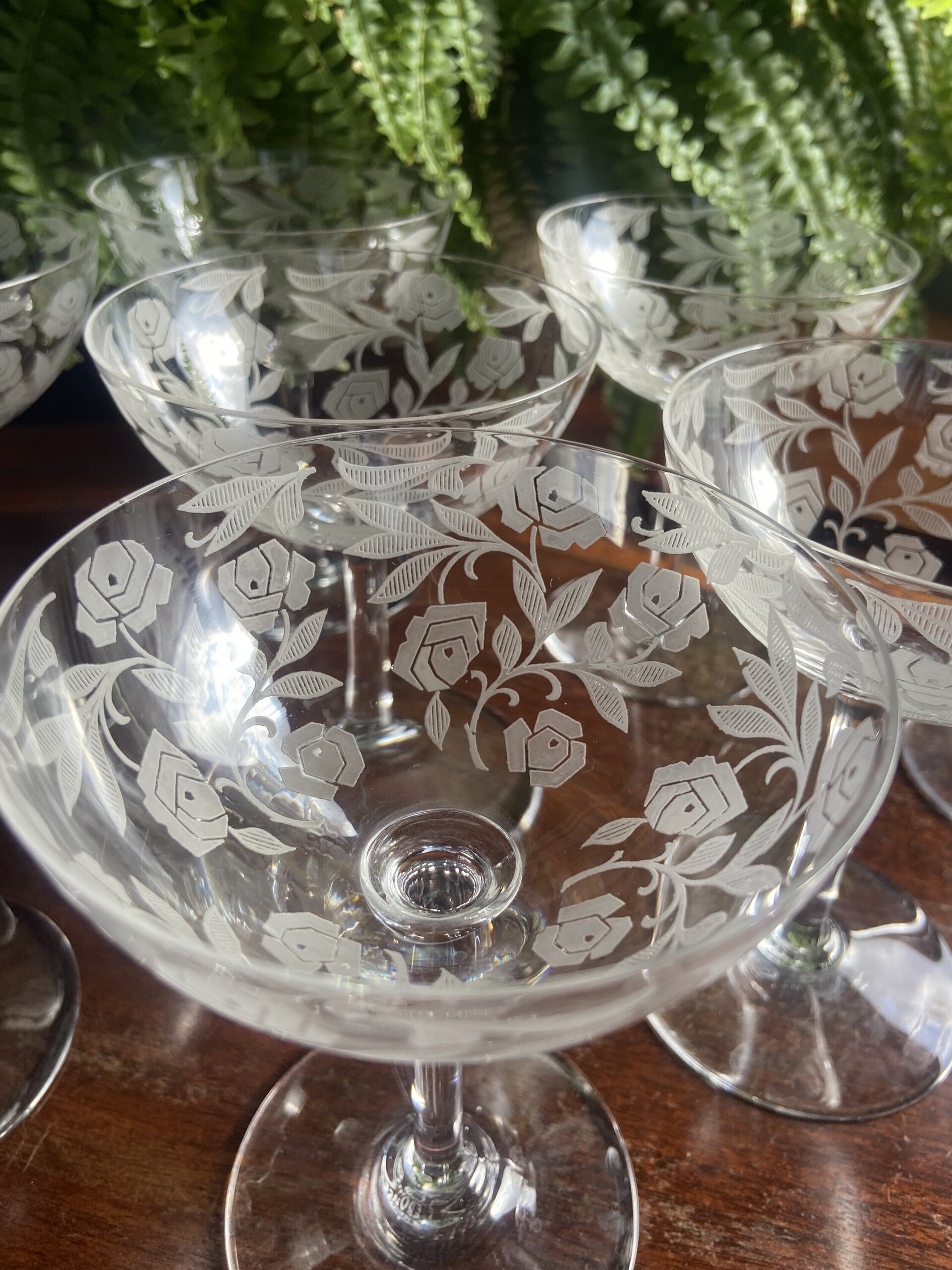 8 copas cava/postres en cristal serigrafiados - 8