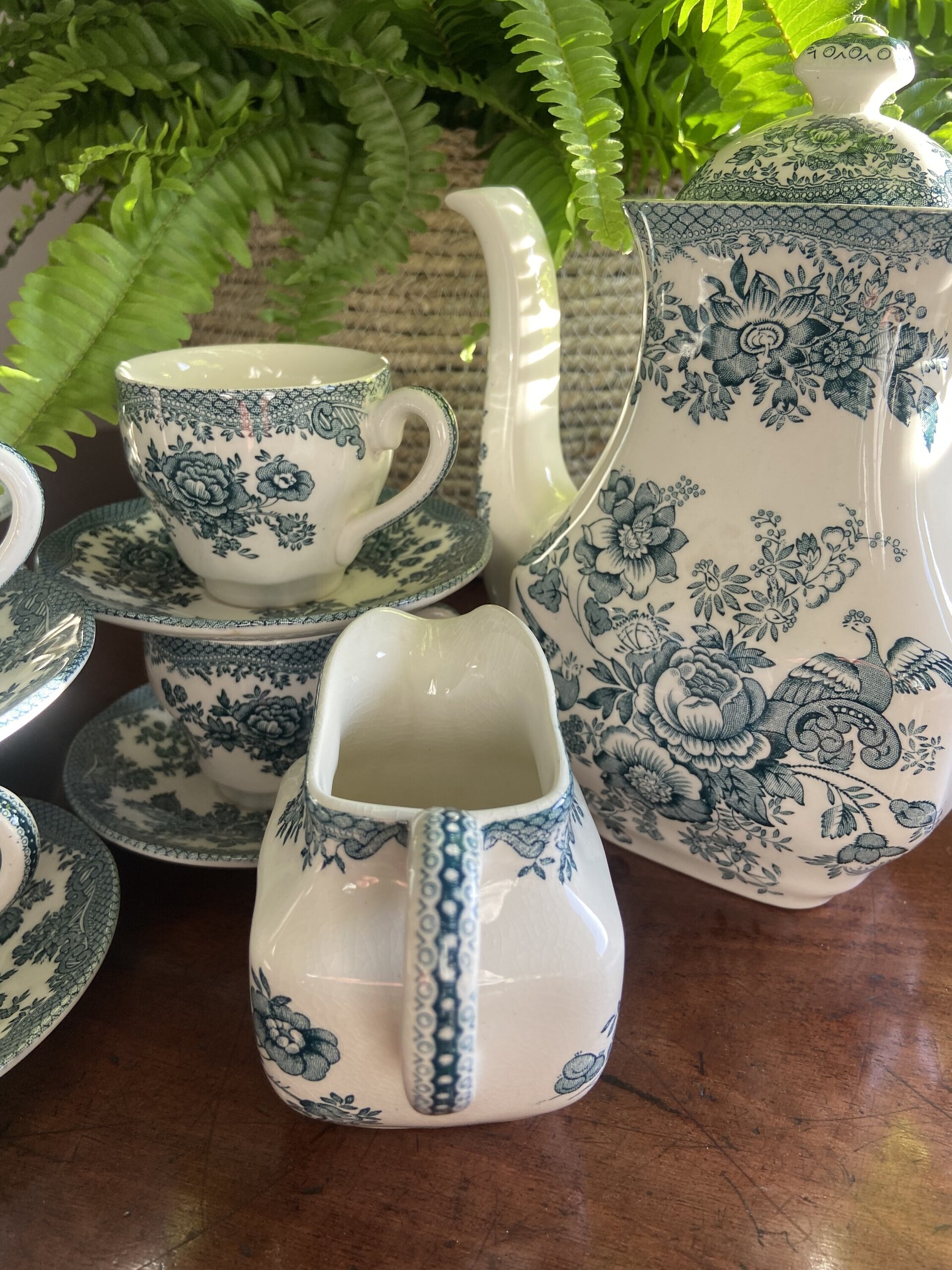 Juego de café en loza inglesa "Wedwood" mod. Asiatic Phersants - 5